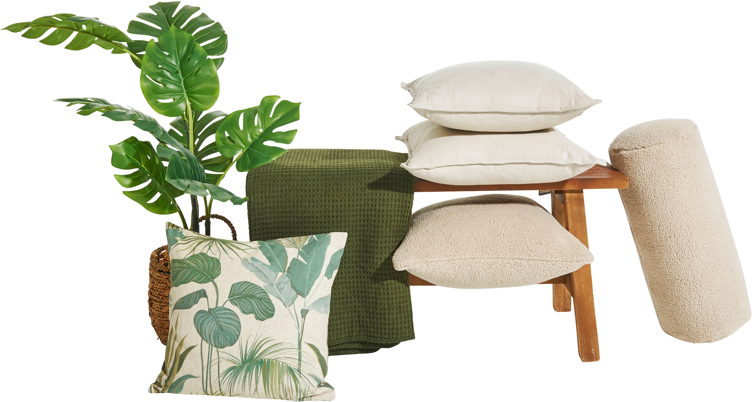 done.® Kissenhülle »Tropical Flowers«, (1 St.), Beidseitig bedruckte Kissenhülle aus Canvas-Stoff mit Leinenanteil