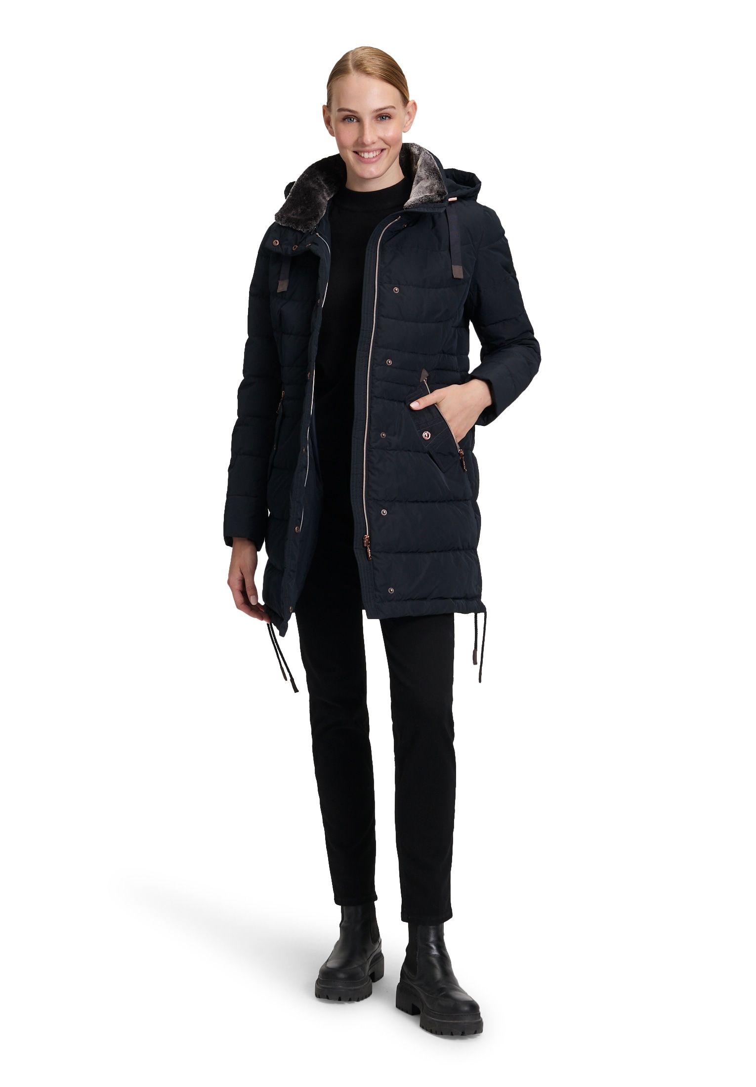 Gil Bret Steppjacke »Steppmantel mit Kunstfellkragen«