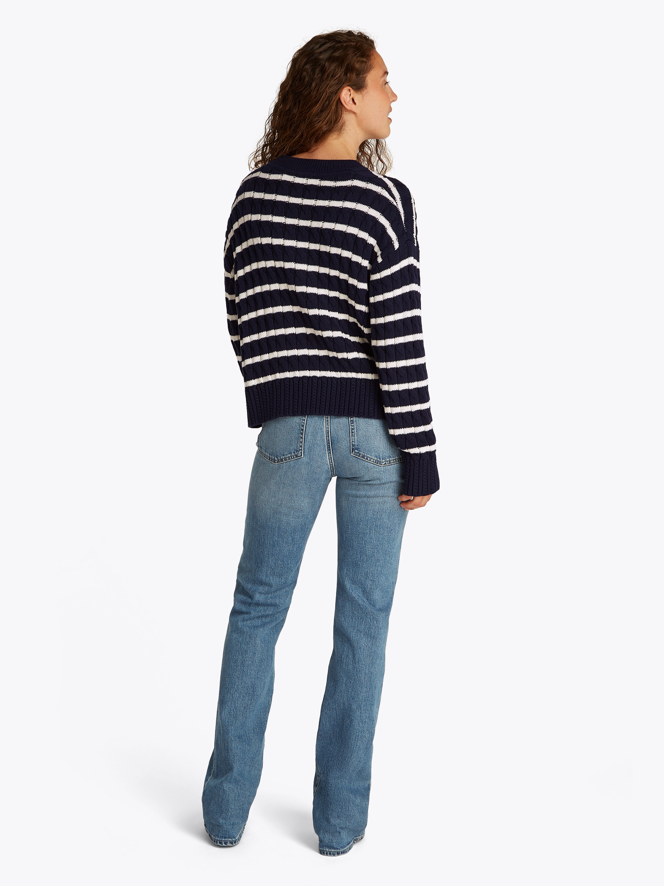 Tommy Hilfiger Rundhalspullover »SOFT CO CABLE C-NK LS SWT«, mit Zopfmuster