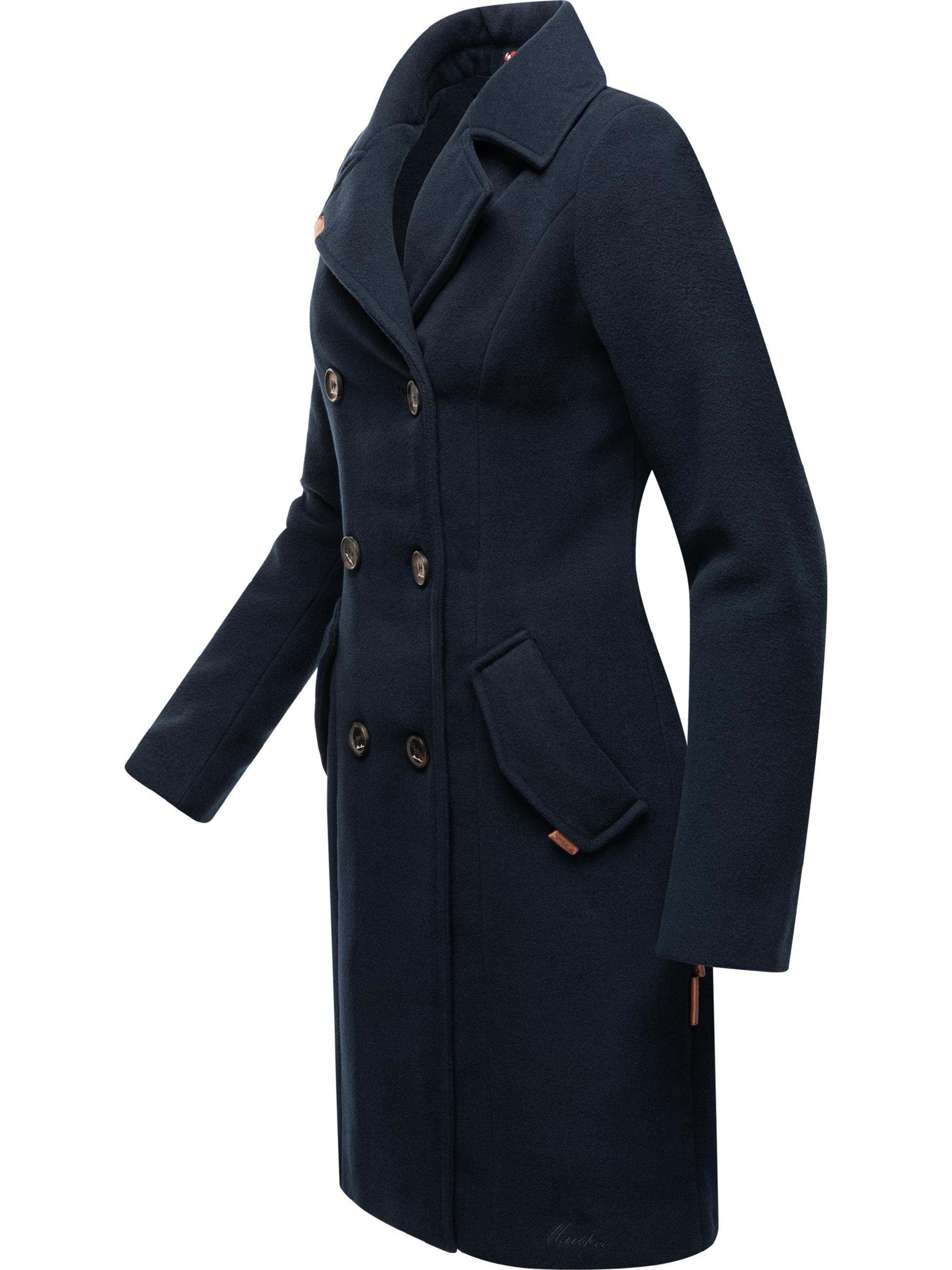Marikoo Wollmantel »Wollmantel Nanakoo«, edler Damen Trenchcoat in Woll-Optik
