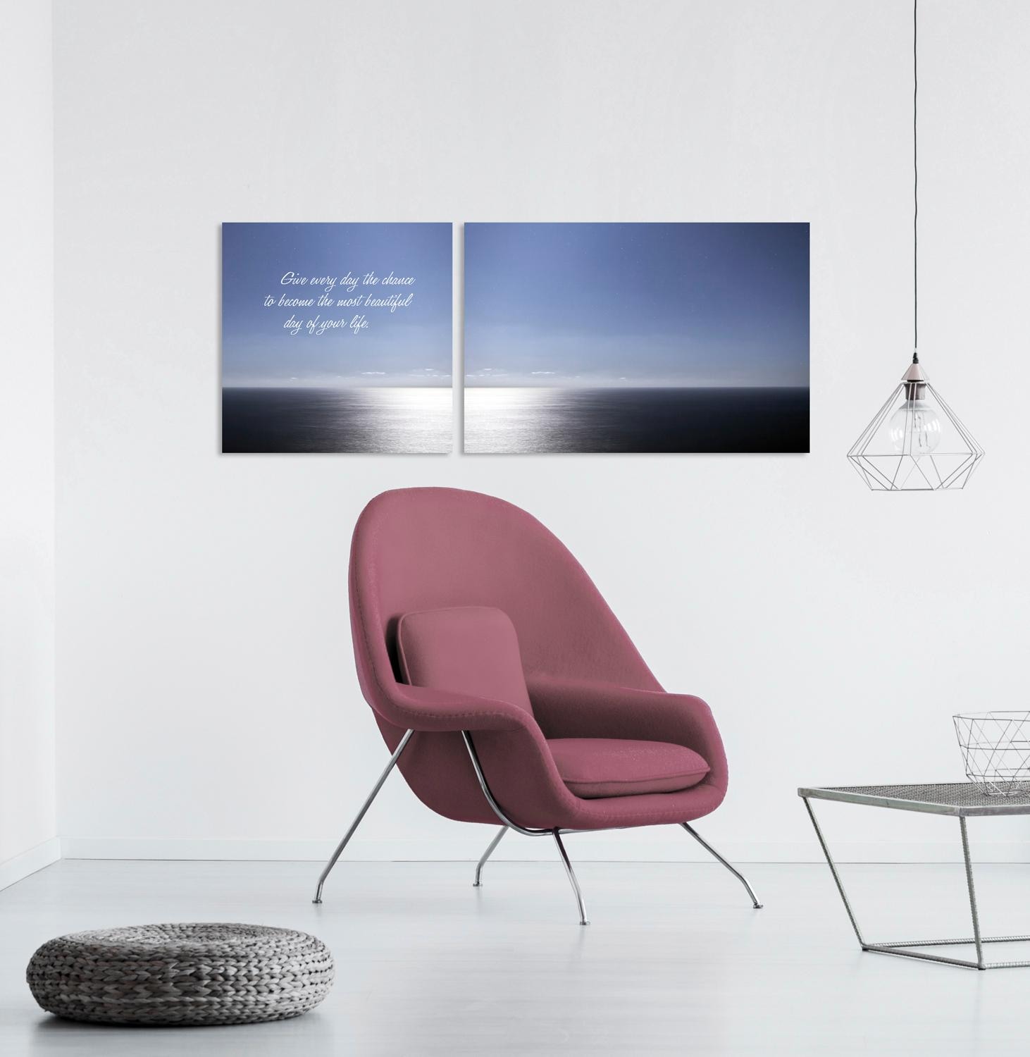 queence Leinwandbild »Day of your life«, Himmel-Himmelsbilder-Kunst-Modern-Spa-Spa Bilder-Sprüche-Sprüche & Texte-Schriftzug-Schriftzüge-Liebessprüche-Sonnenaufgang, (Set), Premium-Leinwandstoff, Handarbeit aus Deutschland, Spruch, 2er Set