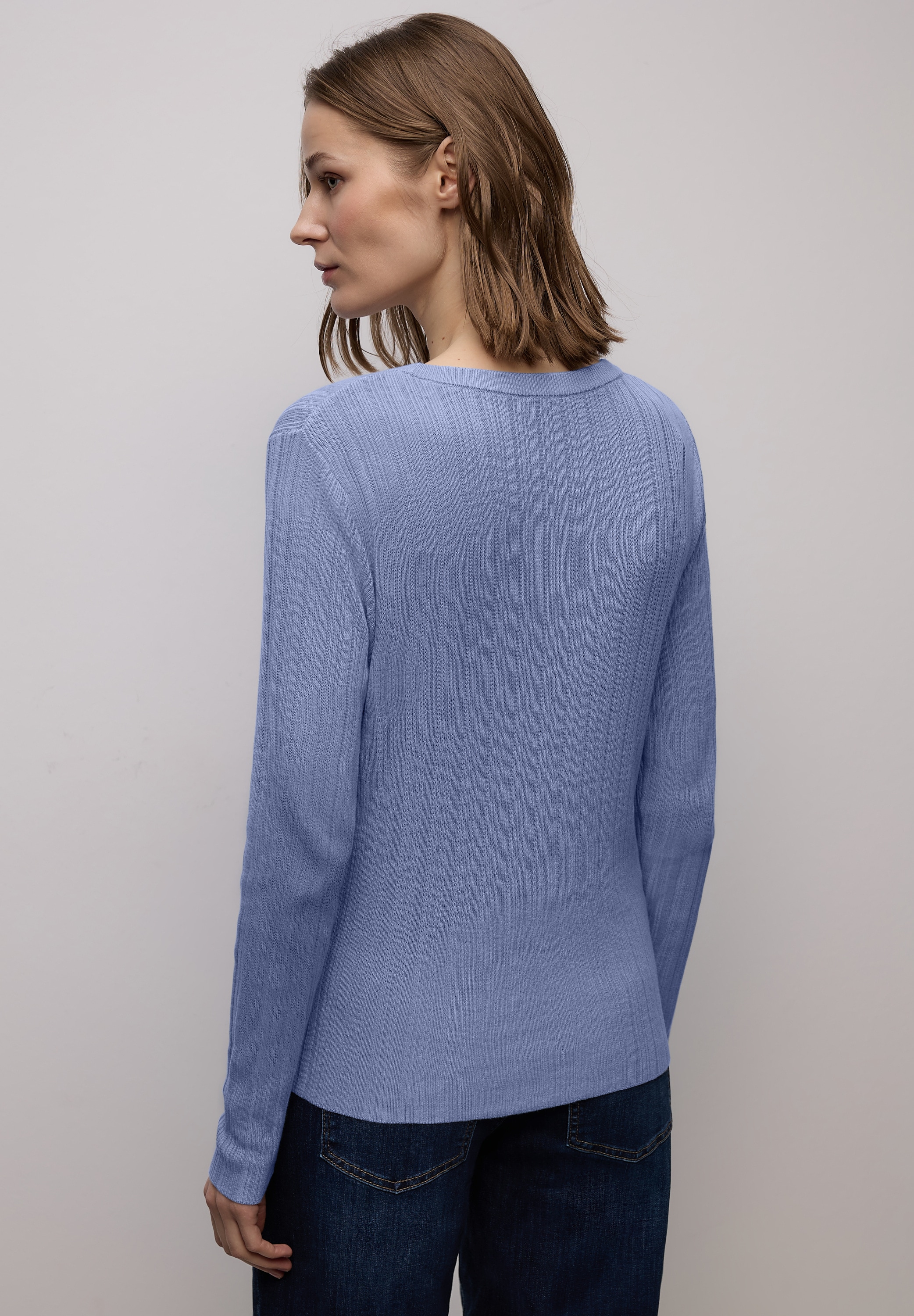 STREET ONE Strickpullover mit Rippstruktur und Viskose