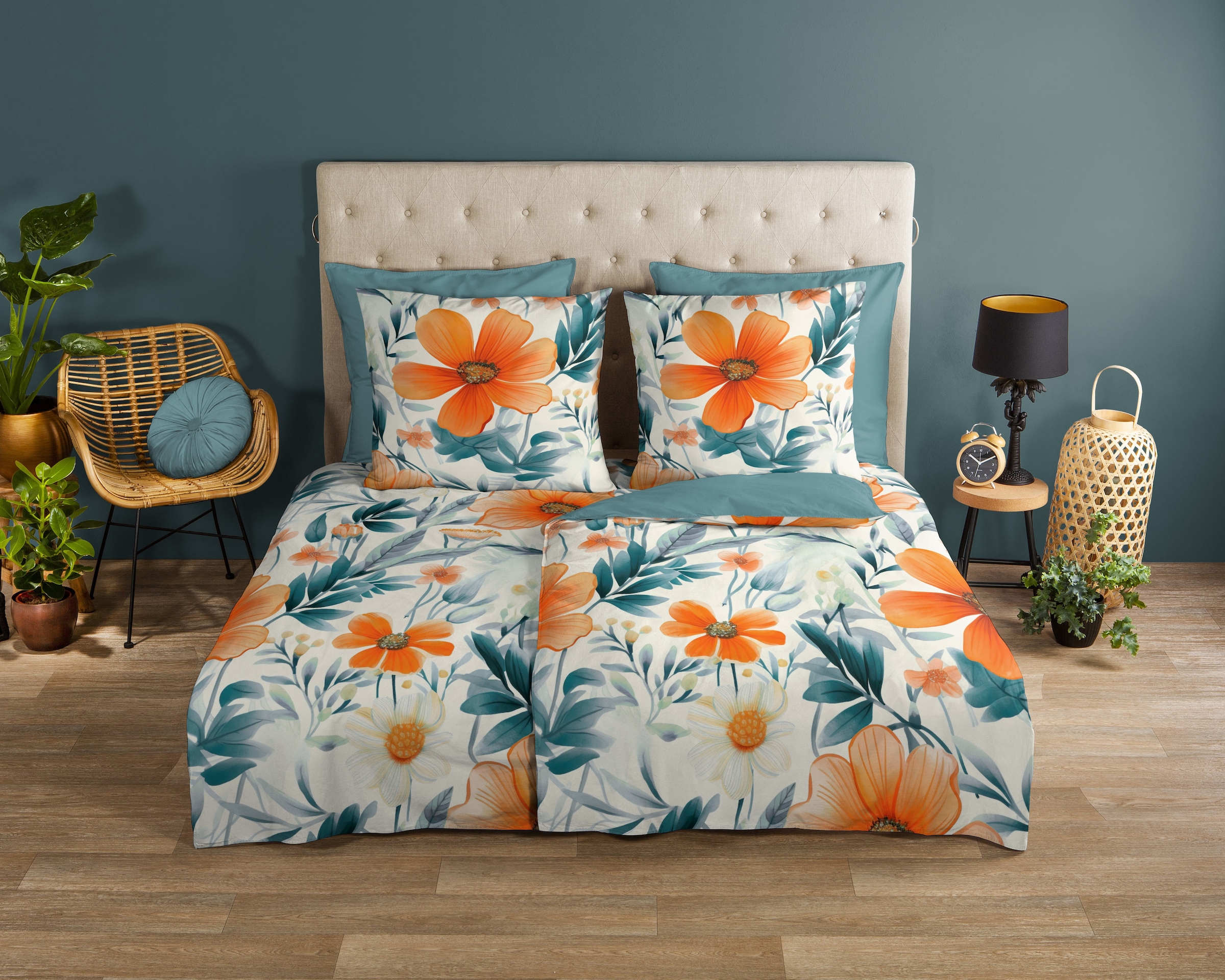 good morning Wendebettwäsche »Spirit«, 100% Baumwolle, Renforcé, Reißverschluss, Wendeoptik, Blumen, Mohn