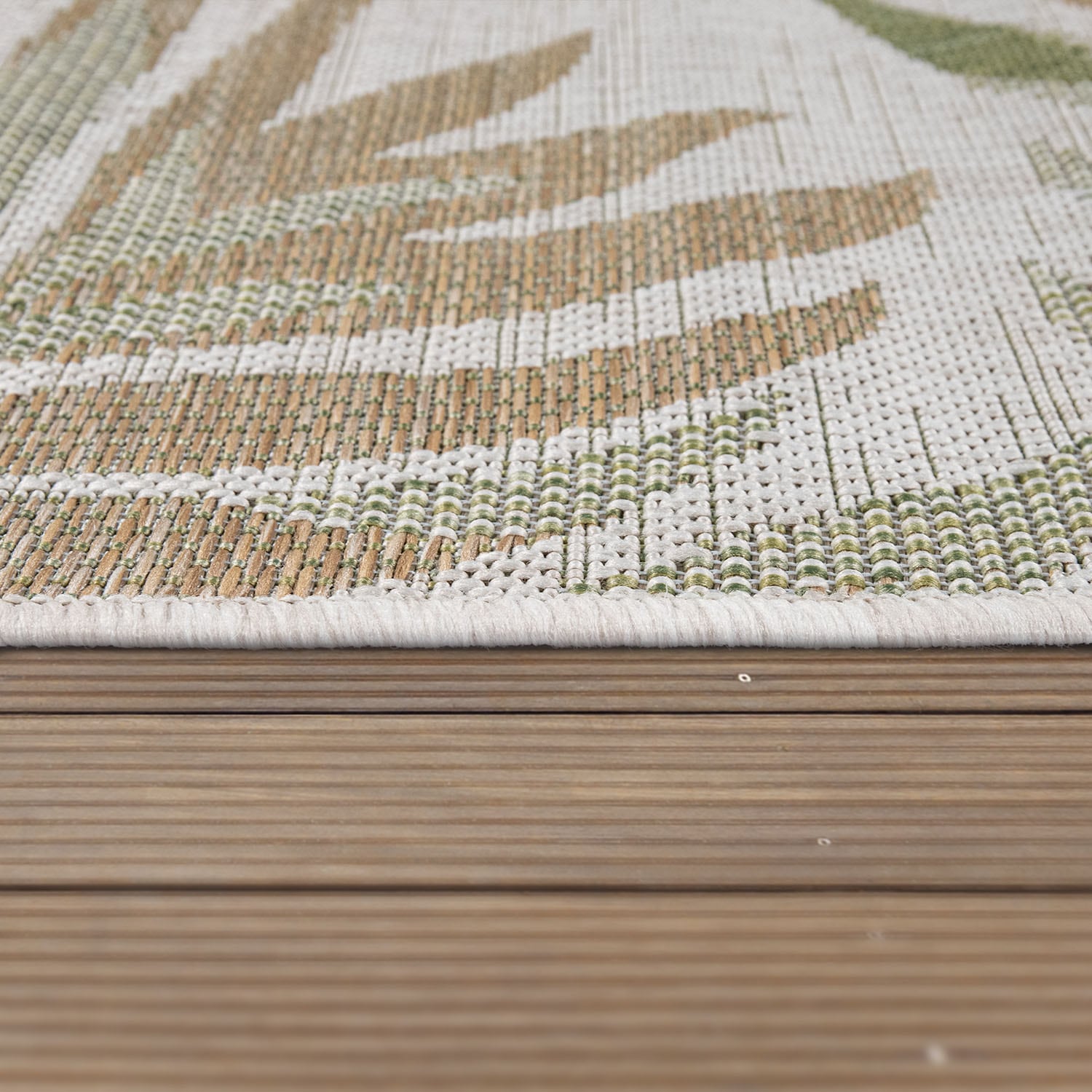 Paco Home Teppich »Kuba 127«, rechteckig, 4 mm Höhe, Flachgewebe, Motiv Blätter, In- und Outdoor geeignet, Wohnzimmer