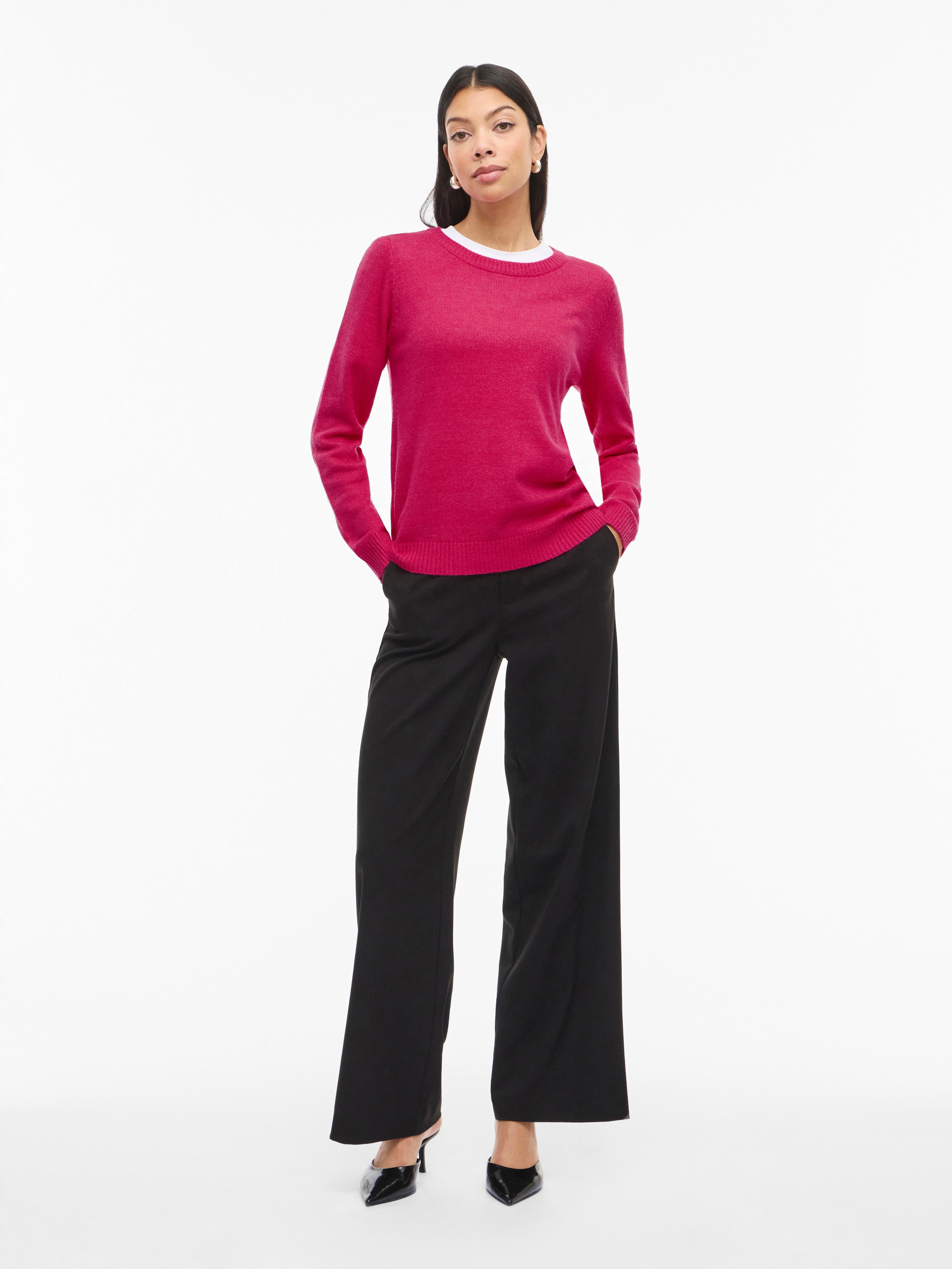 Vila Rundhalspullover »VIRIL O-NECK L/S  KNIT TOP - NOOS« Viskosemischung, regular fit