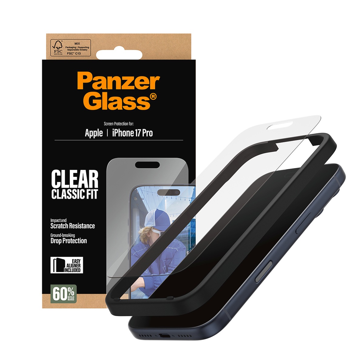 CARE by PanzerGlass Displayschutzglas »Classic Fit Screen Protector« für Apple iPhone 17 Pro Displayschutzfolie, Schutzfolie, Bildschirmschutz, kratz- & stoßfest