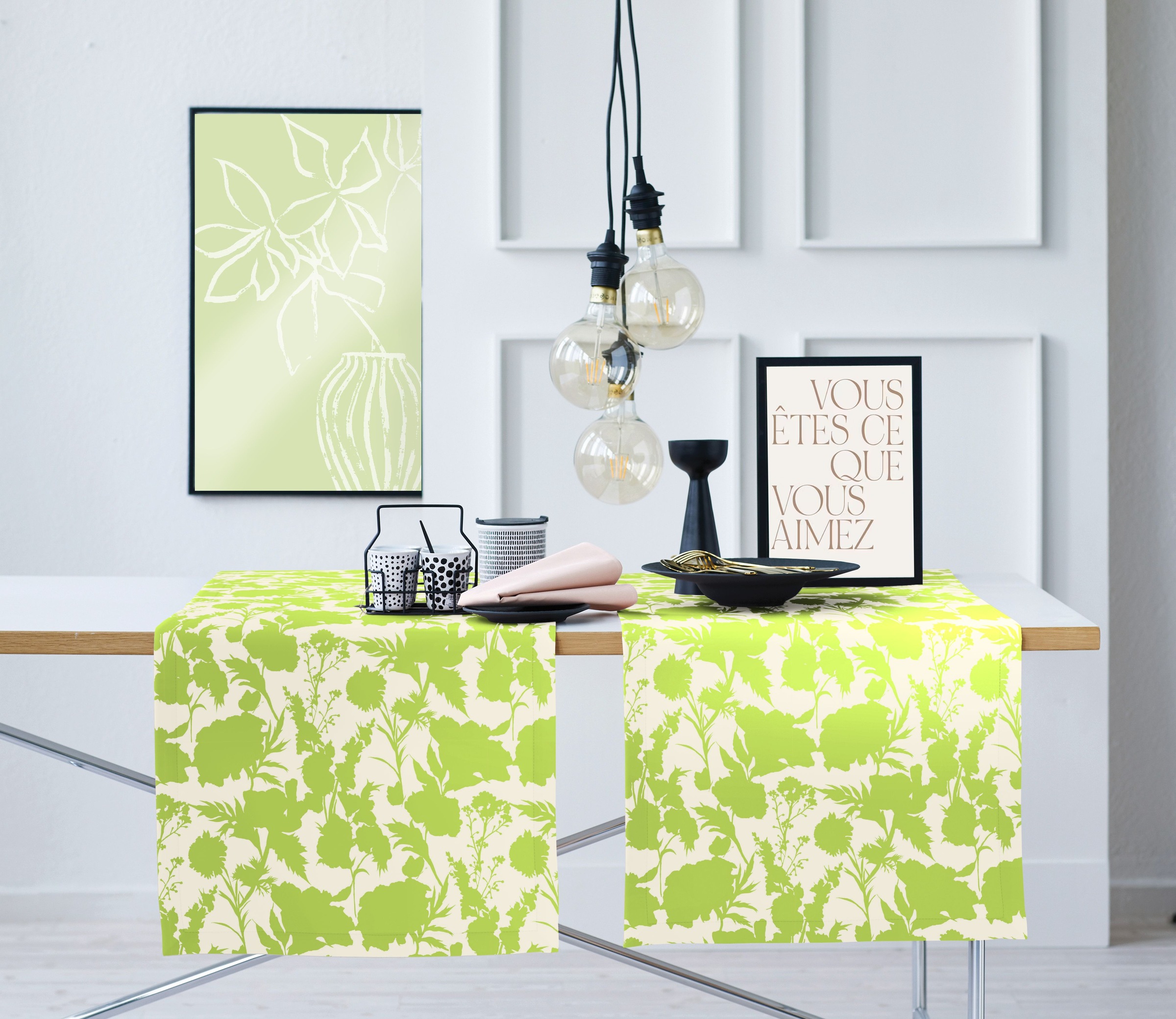 APELT Tischdecke »7002« Stilisierte Sommerblüten als Faux-Uni all-over