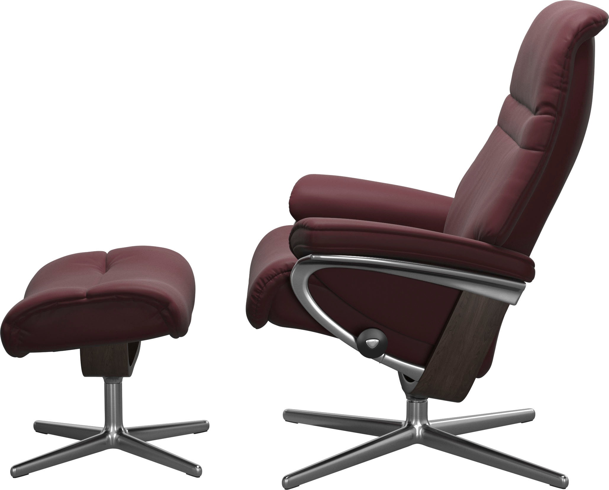 Stressless® Relaxsessel »Sunrise«, (Set, Relaxsessel mit Hocker), mit Hocker, mit Cross Base, Größe S, M & L, Holzakzent Wenge