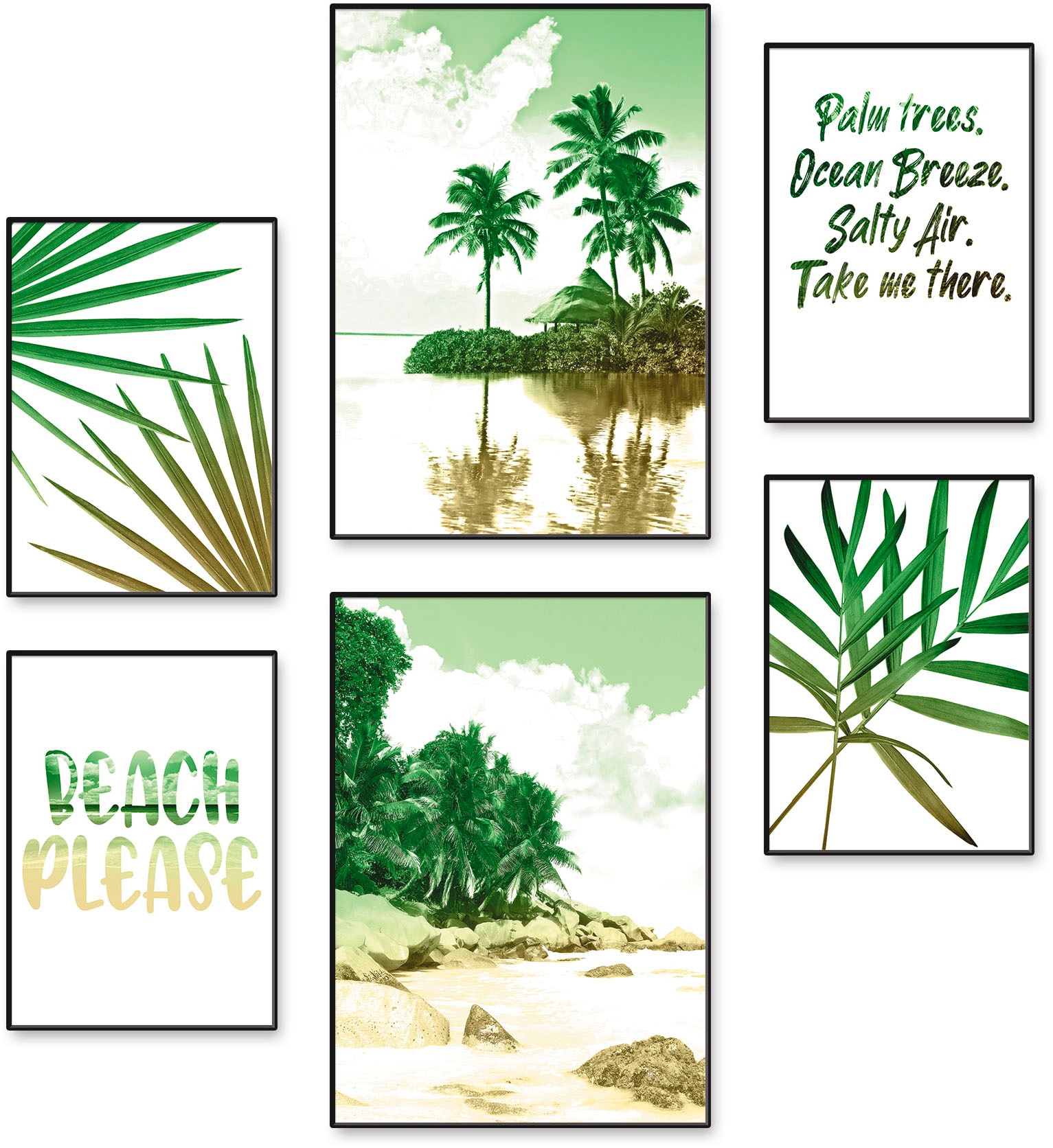 (6 Poster, Wandbild, bei Bild, Wandposter Bäume, OTTO Strand St.), Artland & »Palmen, Poster Meer«,