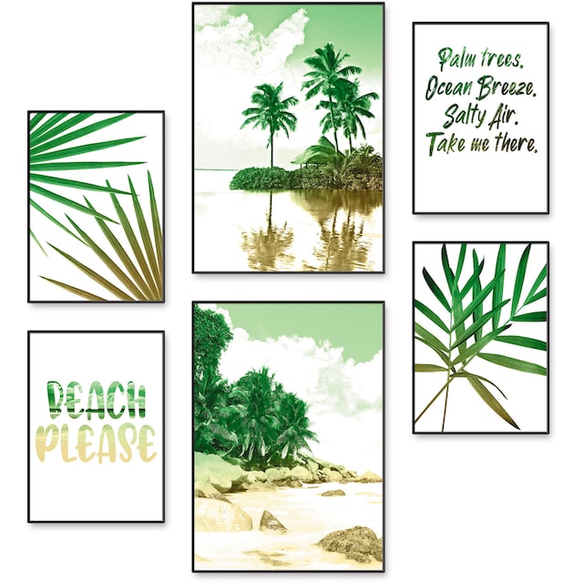 Artland Poster »Palmen, Strand & Meer«, Bäume, (6 St.), Poster, Wandbild,  Bild, Wandposter bei OTTO