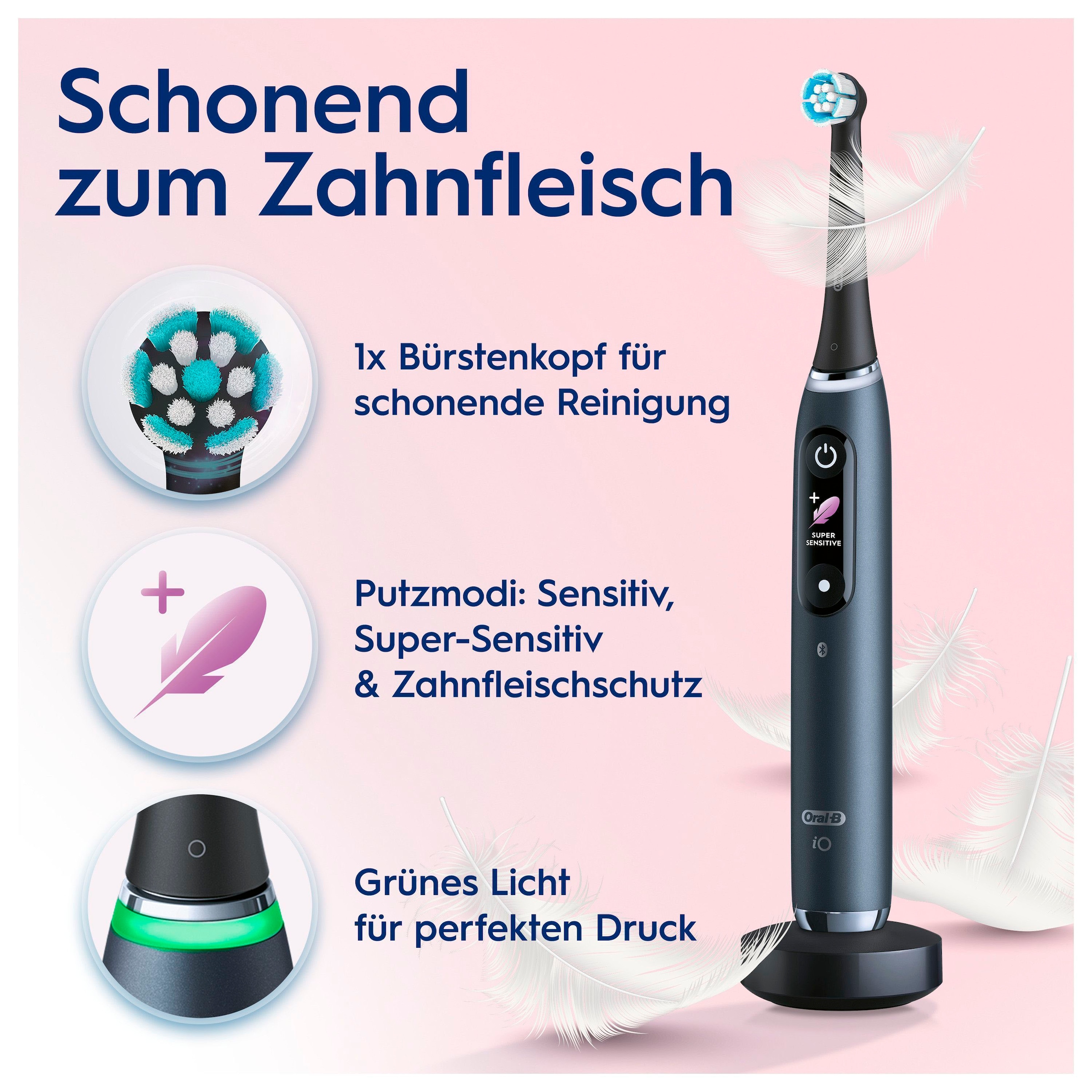 Oral-B Elektrische Zahnbürste »iO 9«, 2 St. Aufsteckbürsten, mit Magnet-Technologie, 7 Putzmodi, Farbdisplay & Lade-Reiseetui