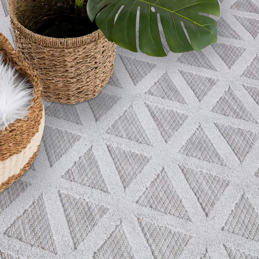 Carpet City Teppich »In-& Outdoorteppich Santorini 446, 3D-Effekt, Geo-Muster«, rechteckig, 5 mm Höhe, Wetterfest & UV-beständig für Terrasse, Balkon, Küche, Flur