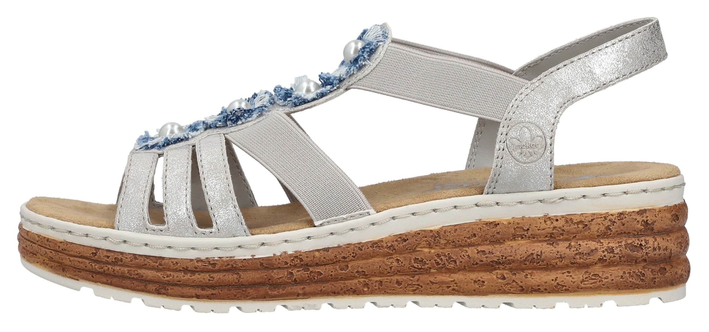 Rieker Plateausandale, Sandalette, Sommerschuh, Schlupfschuh mit seitlichen Gummizügen