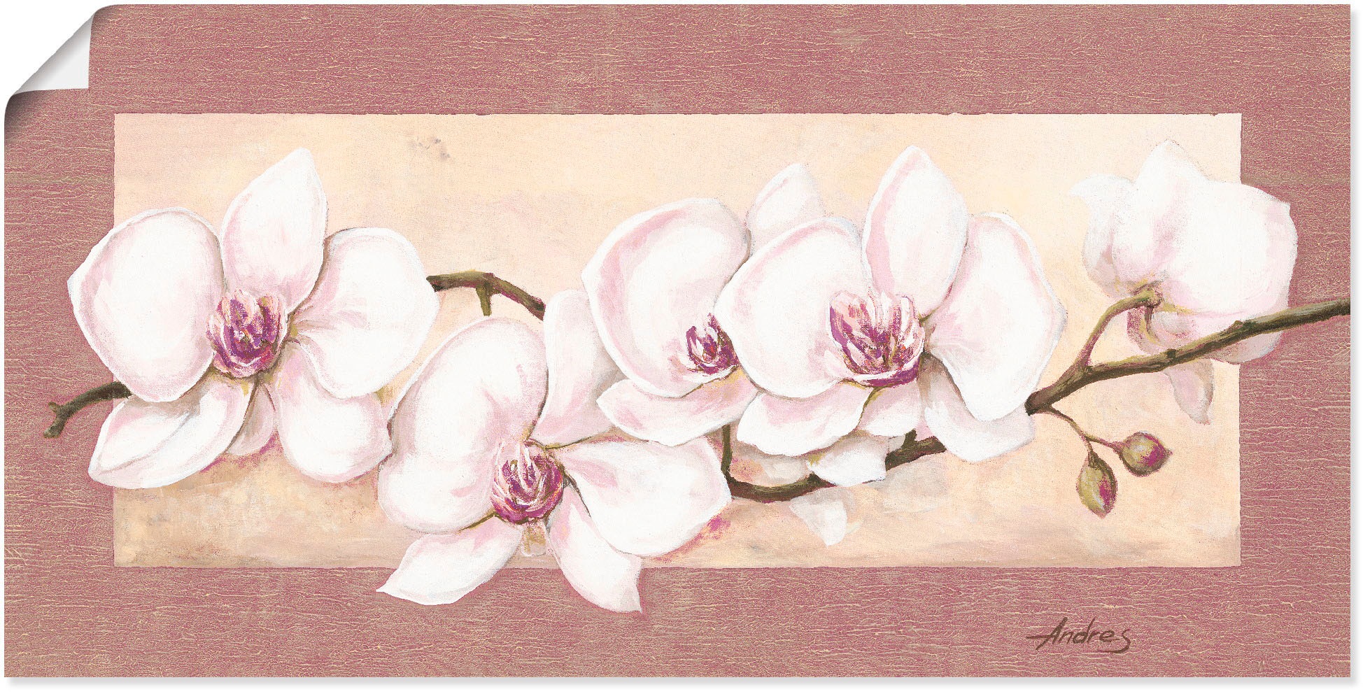 Artland Wandbild »Orchideenzweig_in Beerentönen«, Blumen, (1 St.), in vielen Größen & Produktarten - Alubild / Outdoorbild für den Außenbereich, Leinwandbild, Poster, Wandaufkleber / Wandtattoo auch für Badezimmer geeignet