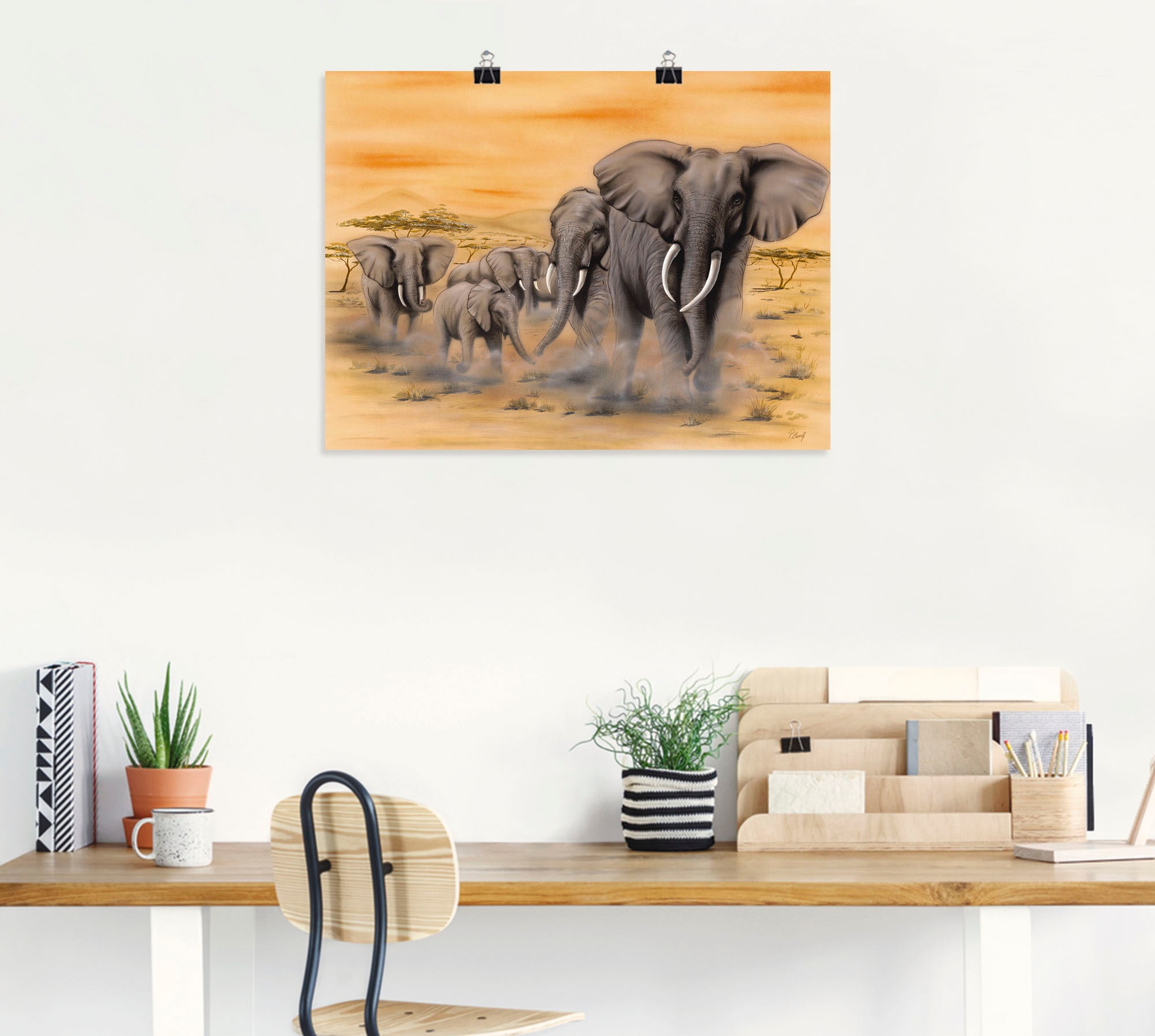 Elefanten Artland Bilder, Poster OTTO St.), bestellen Wandaufkleber in Alubild, (1 Leinwandbild, Größen »Steppenelefanten«, versch. als bei Wandbild oder