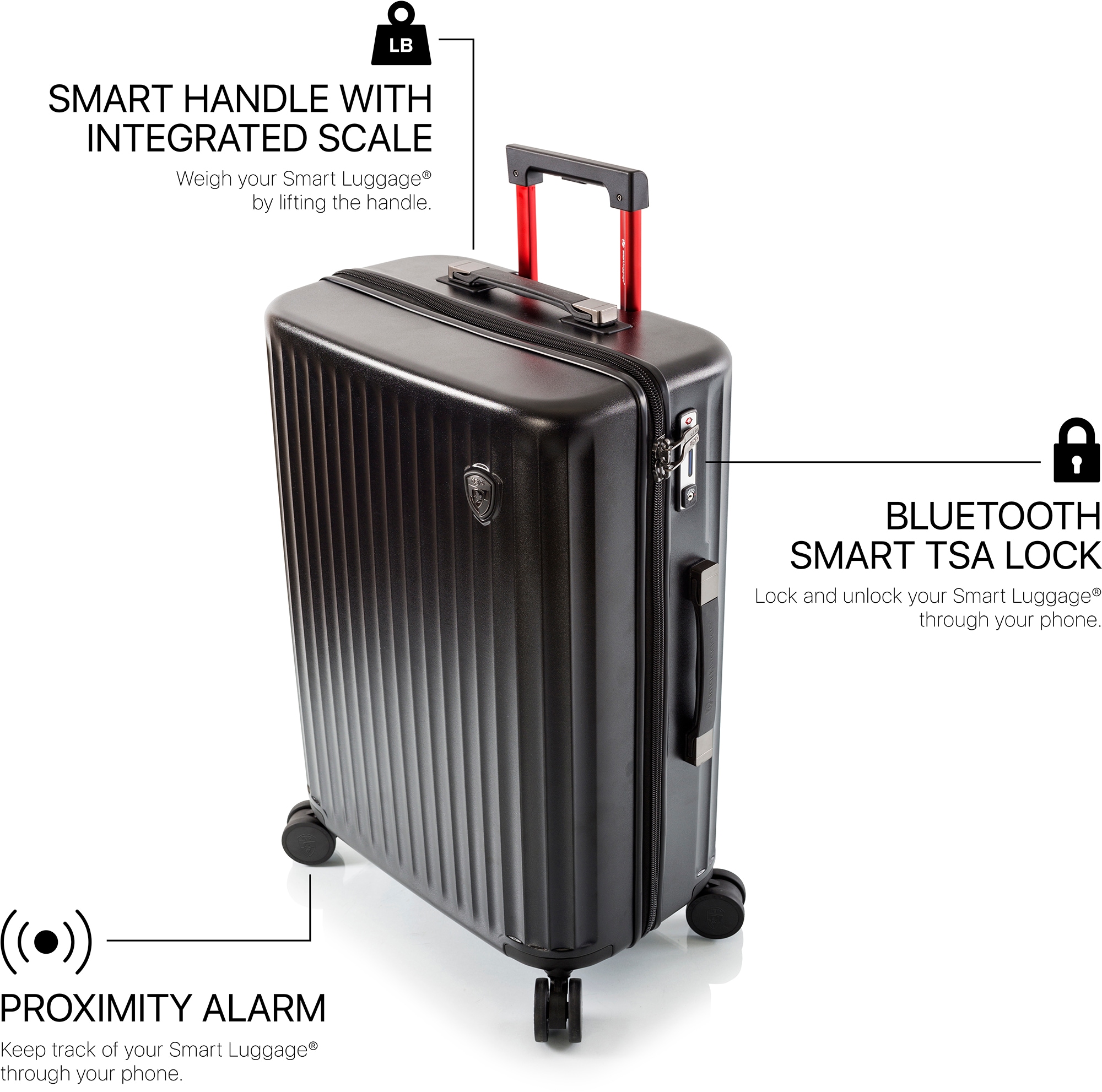 Heys Hartschalen-Trolley »Smart Luggage®, in verschiedenen Farben und Größen«, 4 Rollen, Heys x Joachim Llambi Handgepäck Smart Gepäck mit App-Funktion