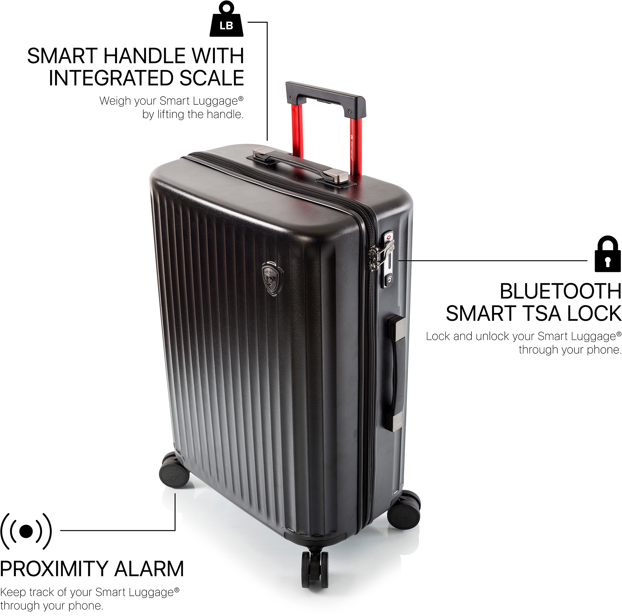 Heys Hartschalen-Trolley »Smart Luggage®, 76 cm«, 4 Rollen, Koffer groß vollständig venetztes High-End-Gepäck mit App-Funktion