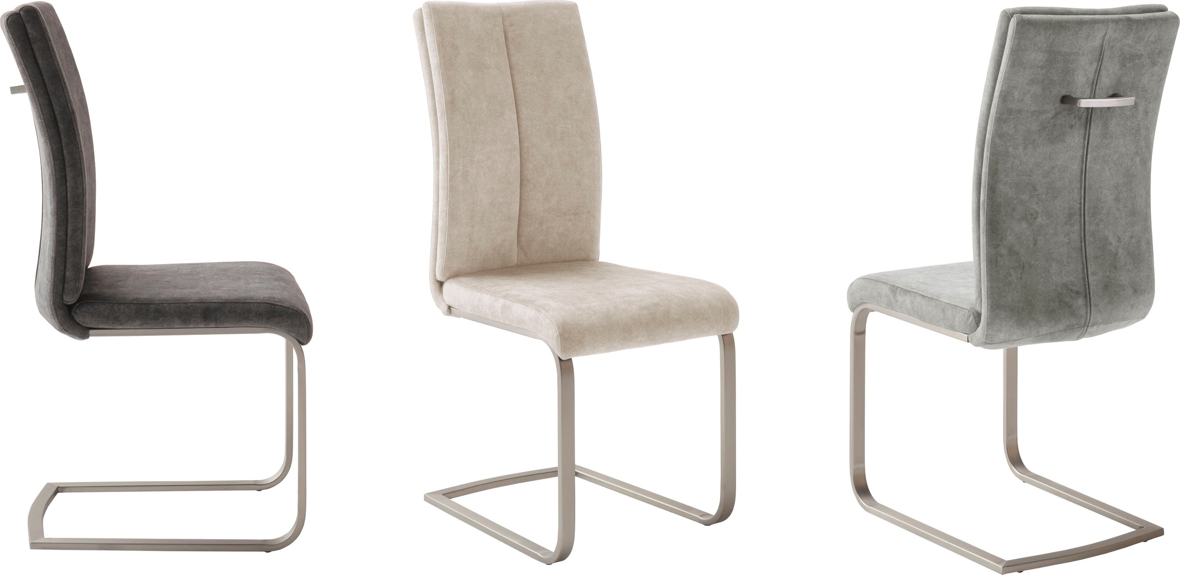 MCA furniture Freischwinger »Hudson Schwingstuhl 4er Set« (Set) 4 Stk.Flachrohr,Vintage-Veloursoptik,mit Griff,belastbar 140 kg