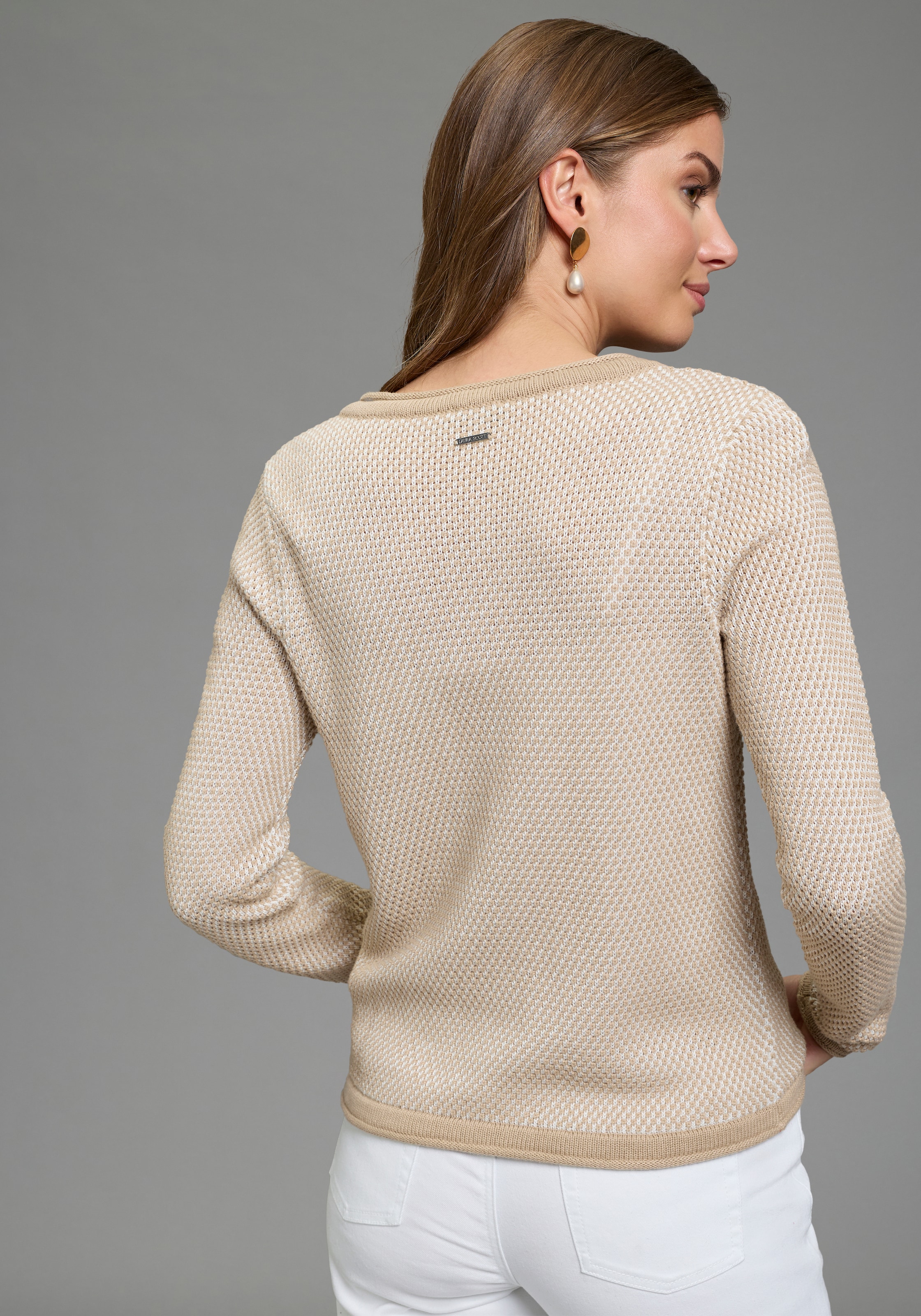 Laura Scott Strickjacke leichter Übergangspullover mit moderner Struktur und Knopfleiste