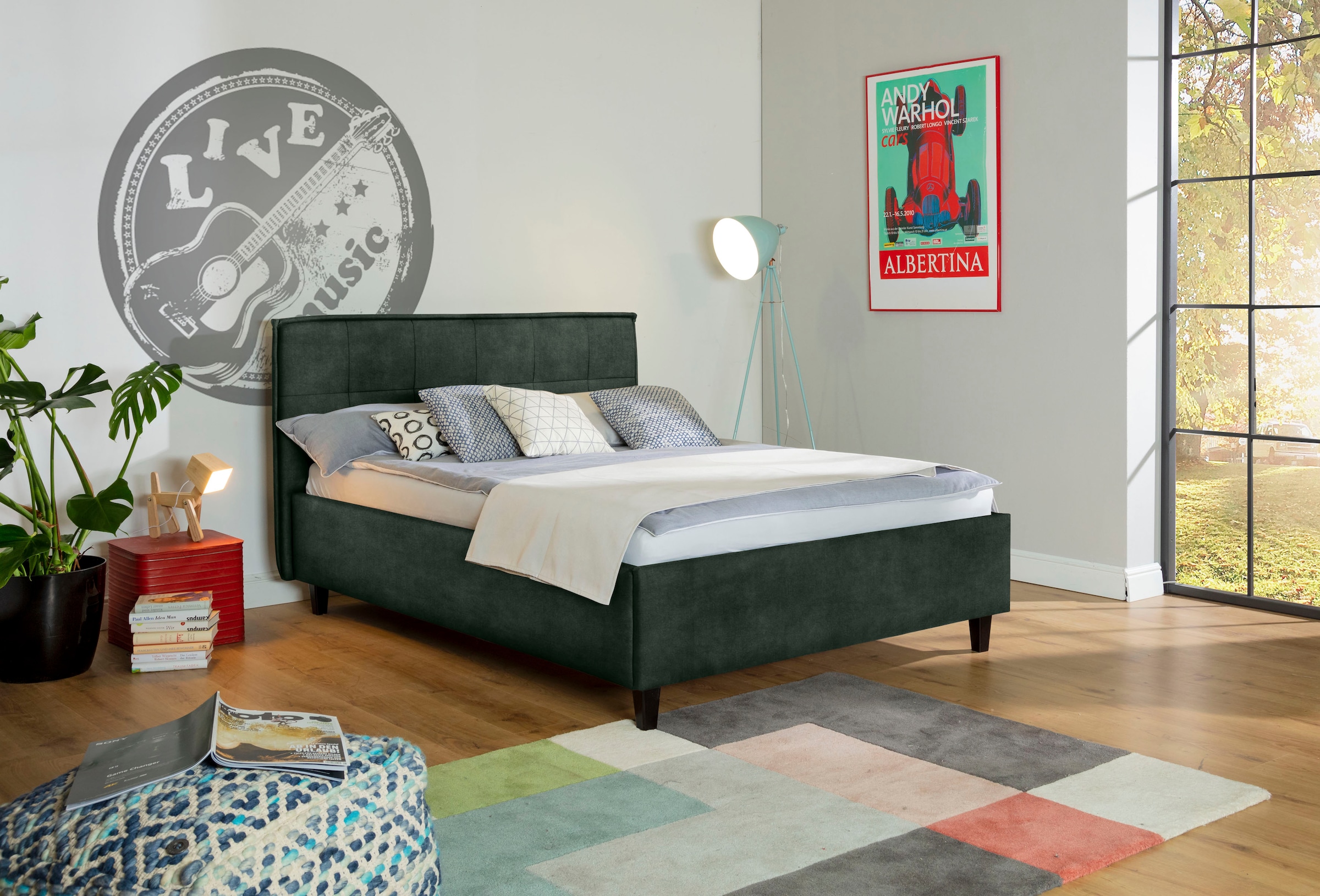 Alina Polsterbett »Hakon« wahlweise mit Matratze und Lattenrost in grün, Größe Liegefläche B/L: 140 cm x 200 cm