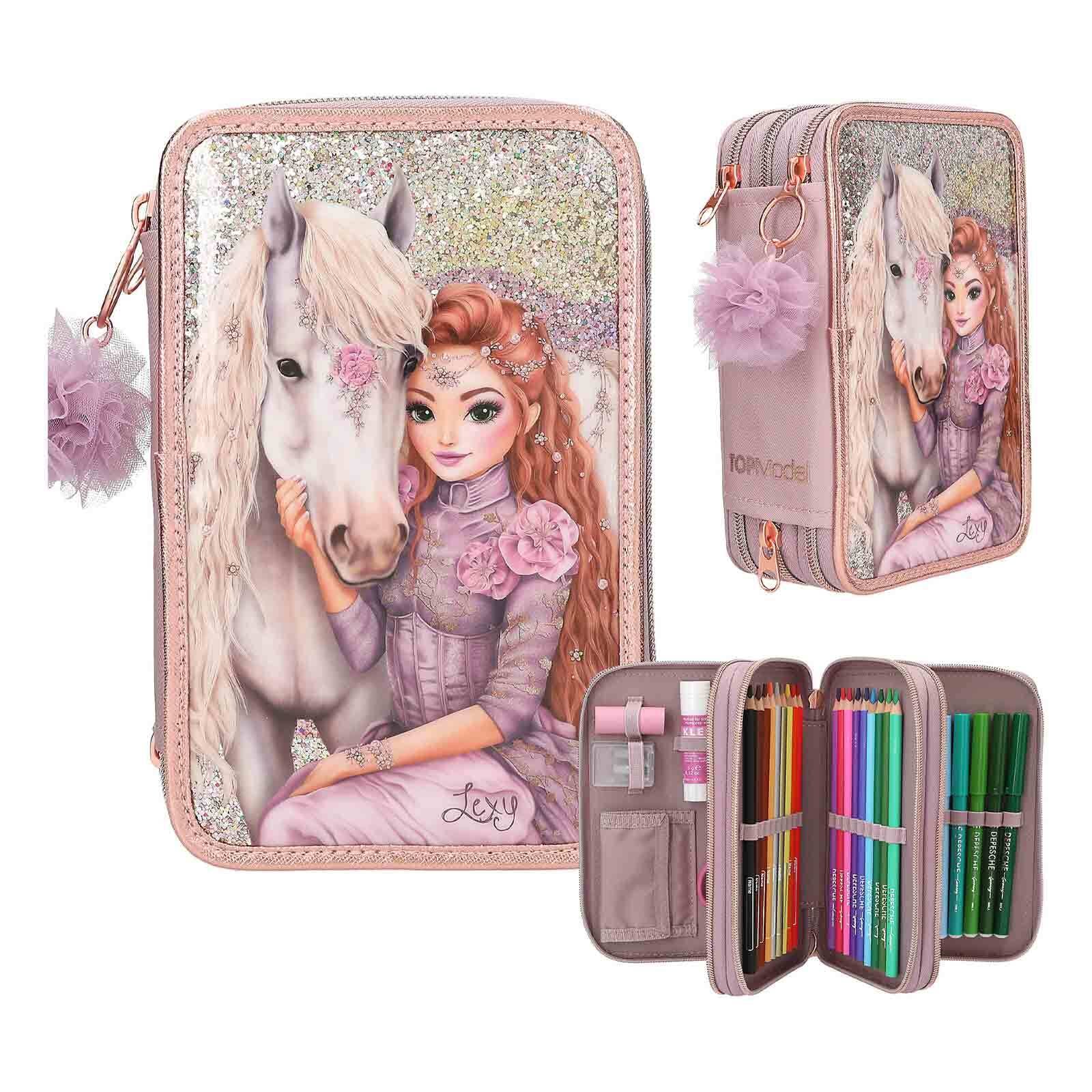 Depesche Buntstift »3-Fach Federtasche VIVA VIOLET inkl. Stifte TOPModel 7,5 x 13 x 20 cm lila«