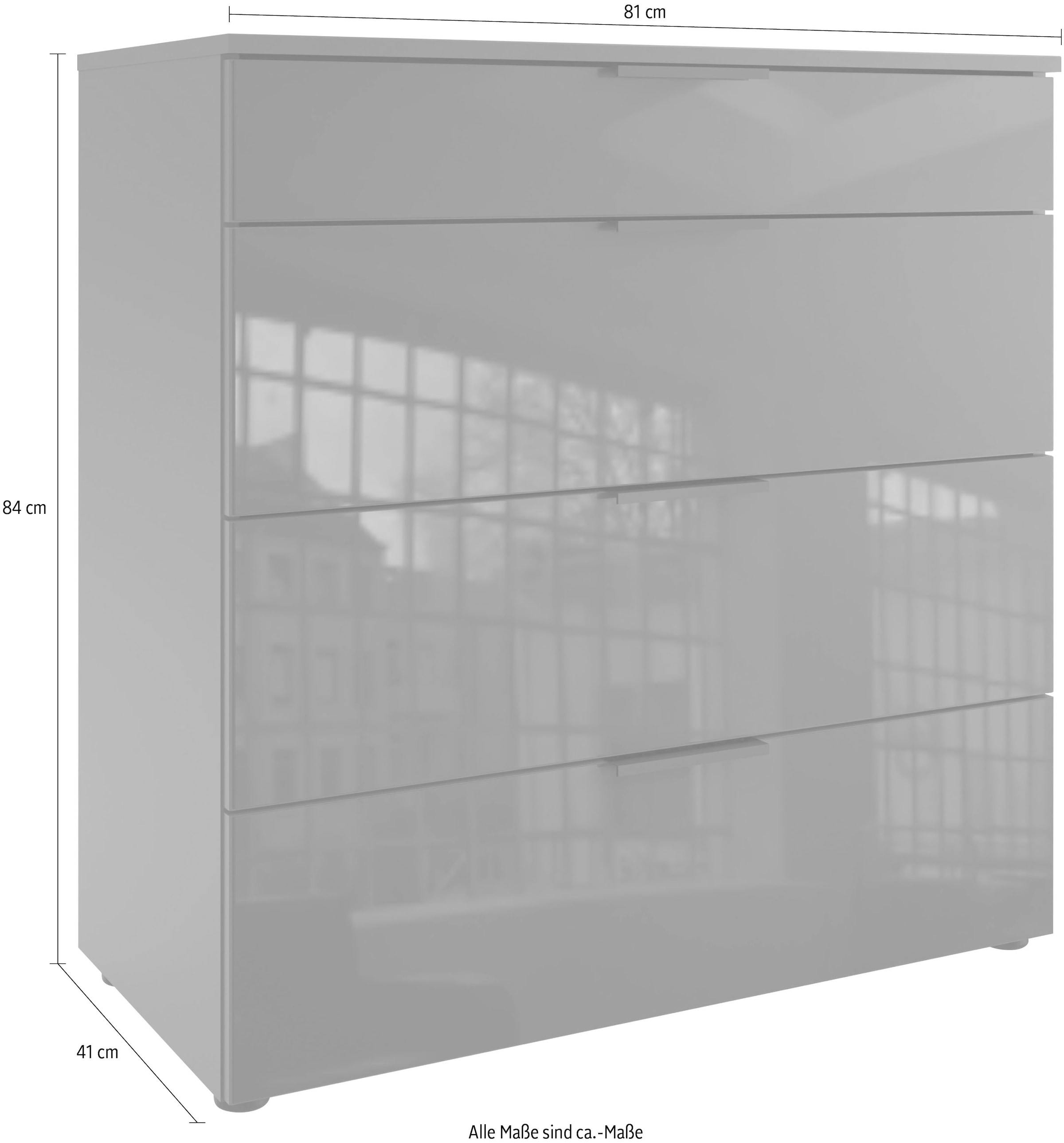 Wimex Schubkastenkommode »Level36 black C by fresh to go«, mit Glaselementen auf der Front, soft-close Funktion, 81cm breit