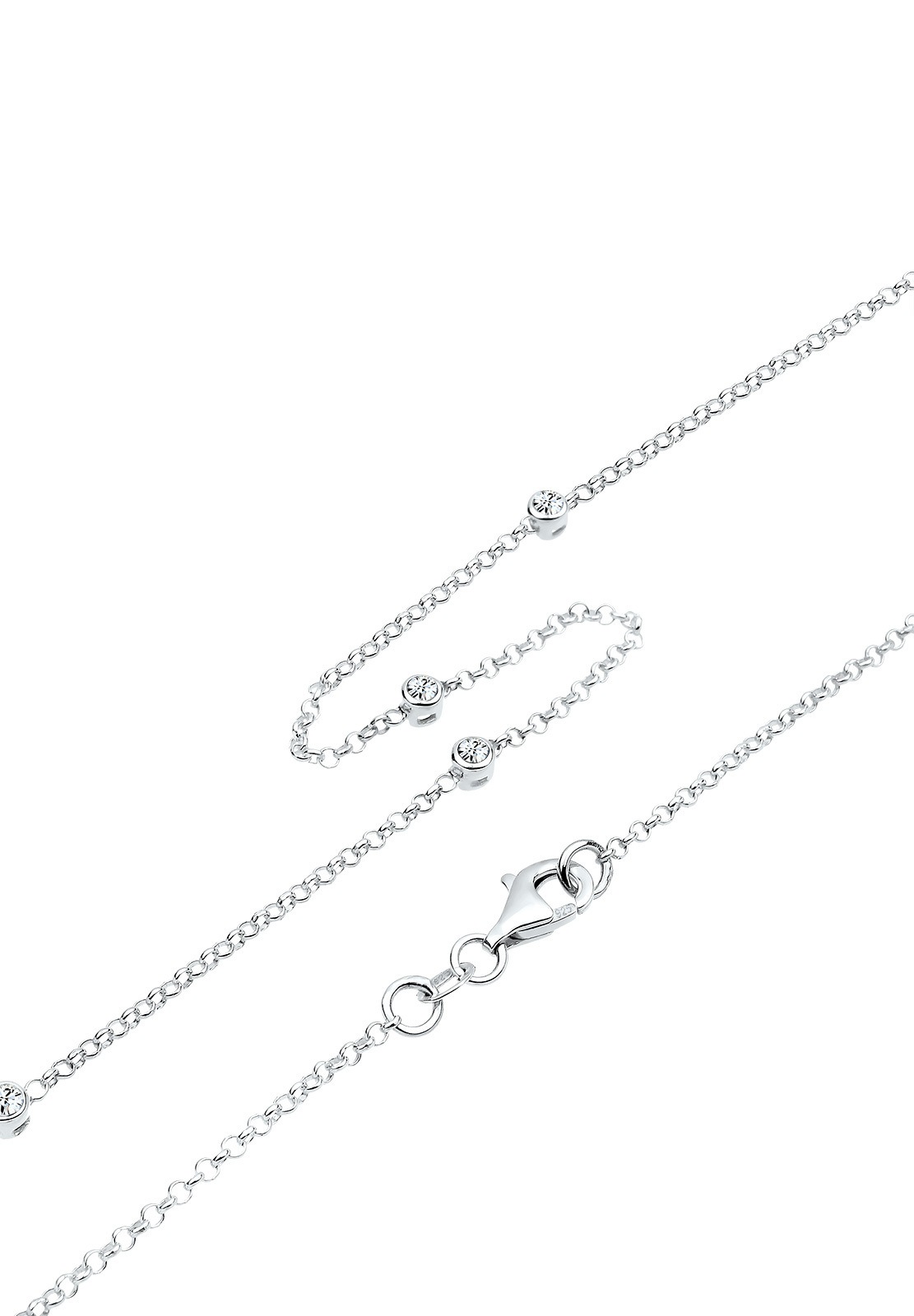 Elli Silberkette »Halskette Solitär Basic Kristalle 925 Silber«