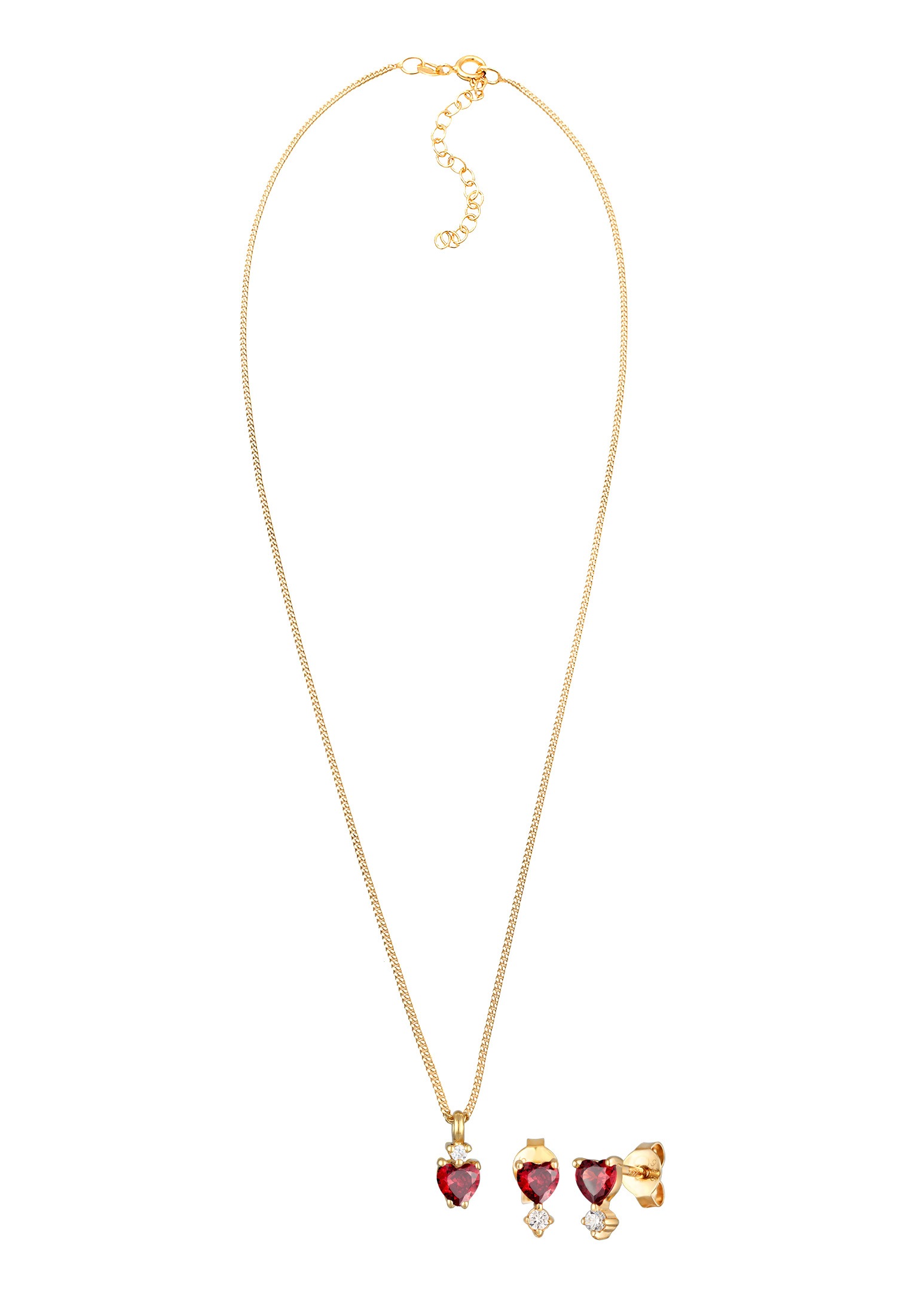 Elli Ohrring und Ketten Set »Schmuckset Set Herz Zirkonia 925 Sterling Silber vergoldet«