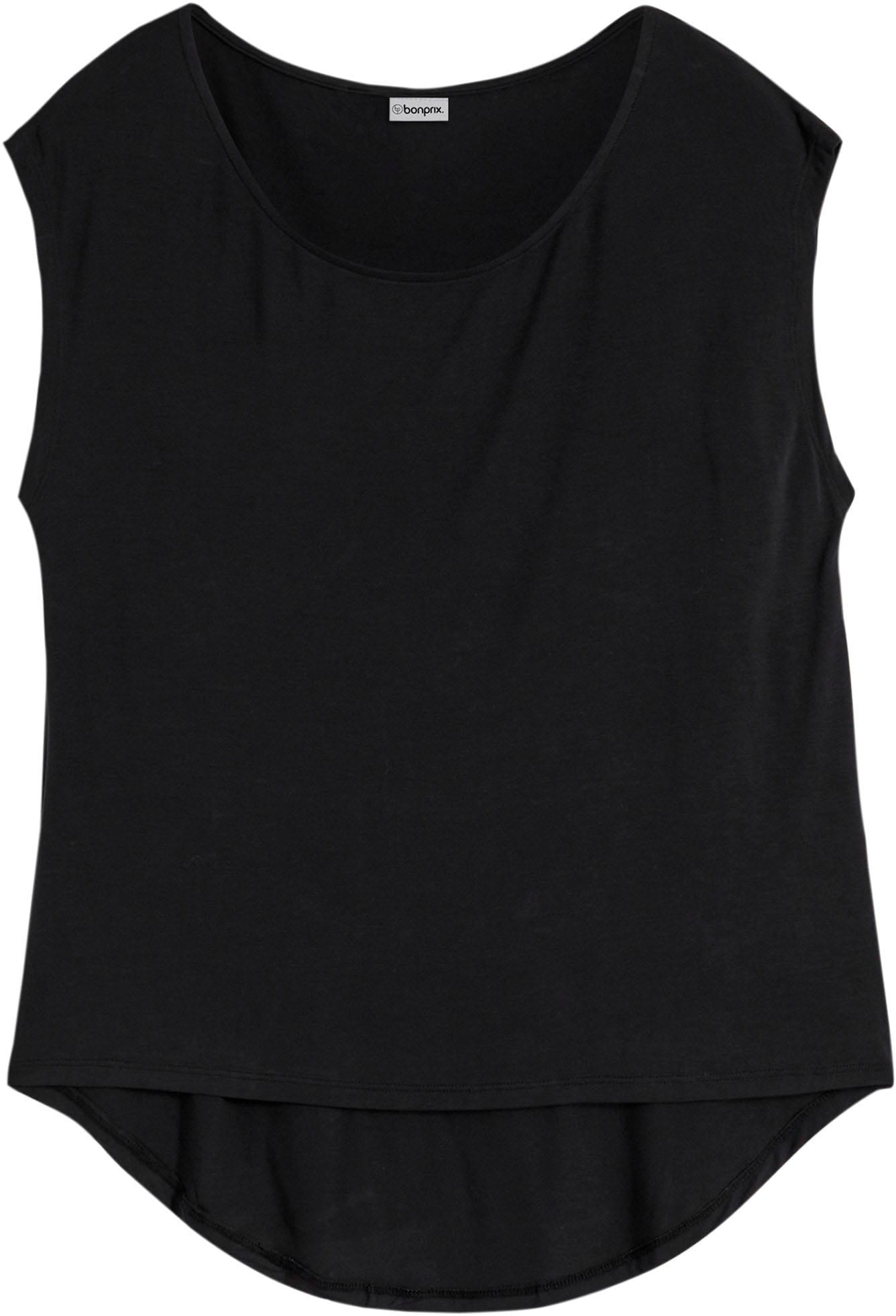 bonprix T-Shirt »Shirt aus Viskose-Mix« mit vorne kürzerem Schnitt, Kurzarm-Design, aus Viskose-Mix