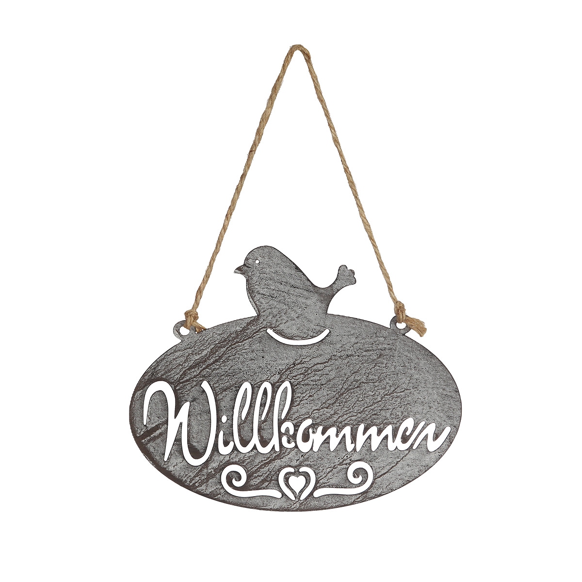 Ambiente Haus Gartenstecker »Willkommen Schild mit Vogel (B) 20cm« zum Aufhängen mit Schnur für Innen- u. Außenbereich