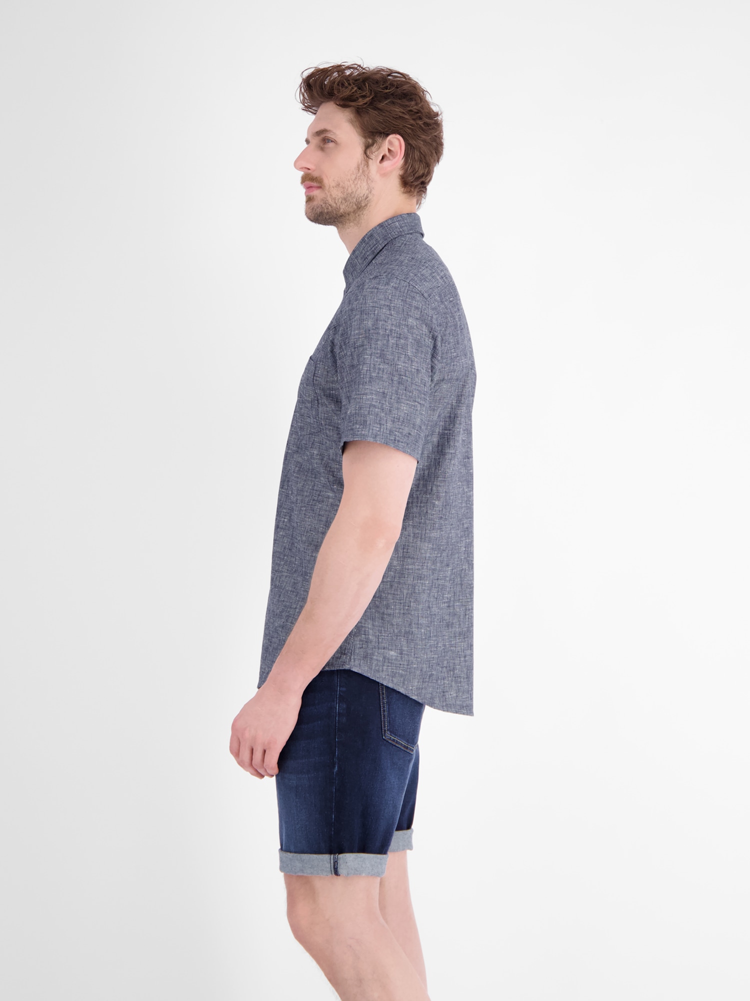 LERROS Kurzarmhemd »Kurzarmhemd, unifarben aus pflegeleichtem Materialmix«