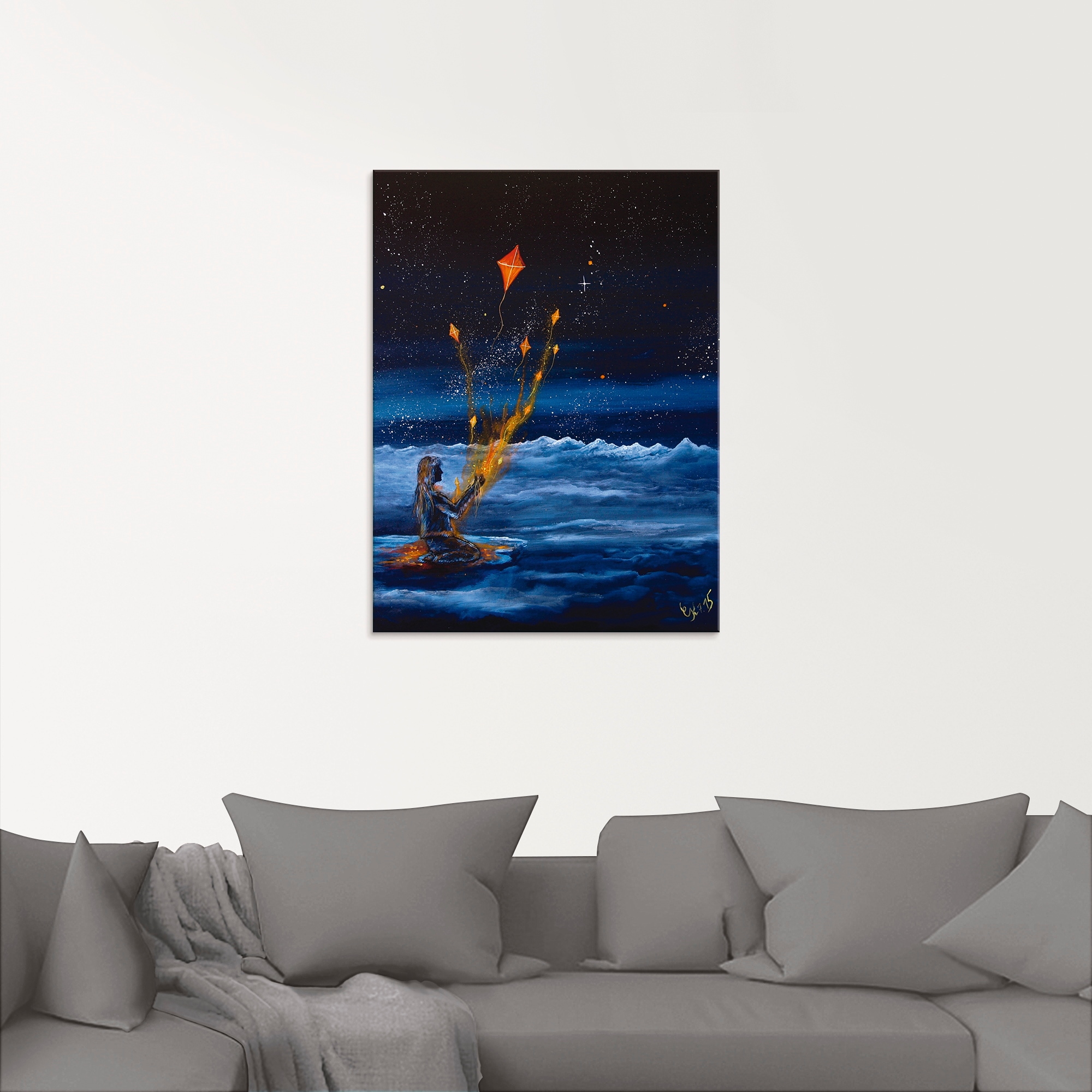 Artland Glasbild »Himmlische Drachen«, Dark Fantasy, (1 St.), in verschiedenen Größen