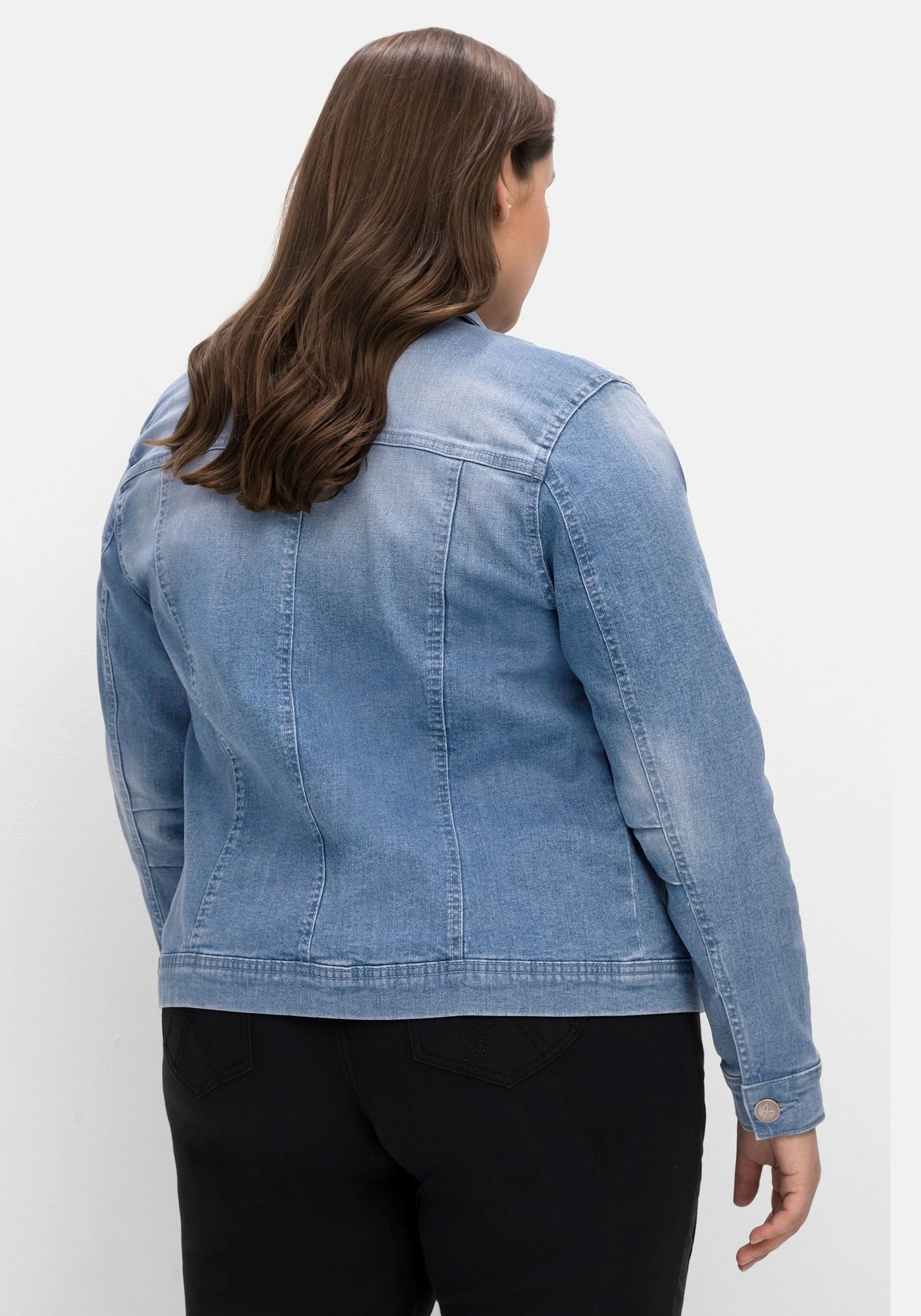 Sheego Jeansjacke »Jeansjacke in modisch kurzer Form«, ohne Kapuze, in modisch kurzer Form