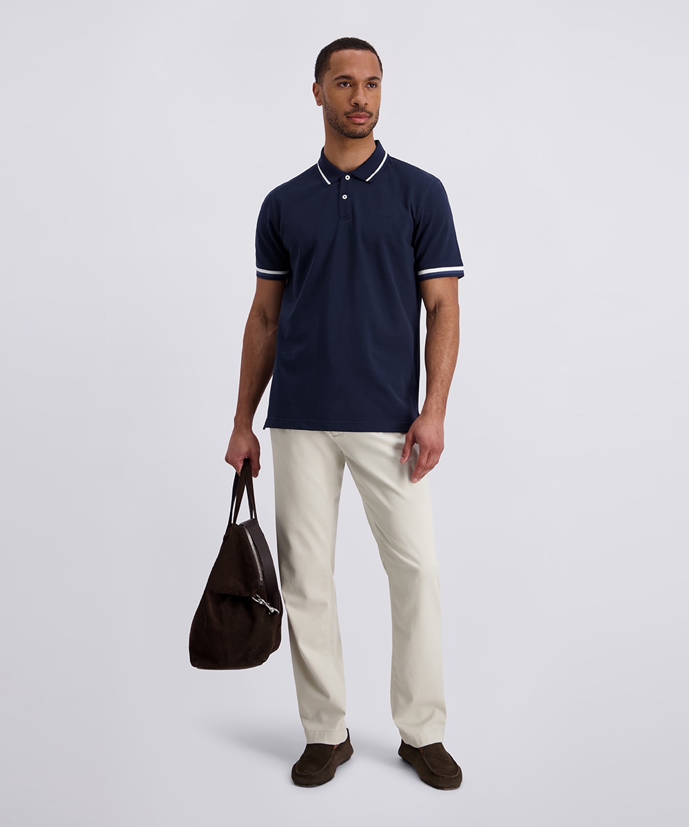 Pierre Cardin Poloshirt »Poloshirt uni piquee kontrast« mit Logo Schriftzug