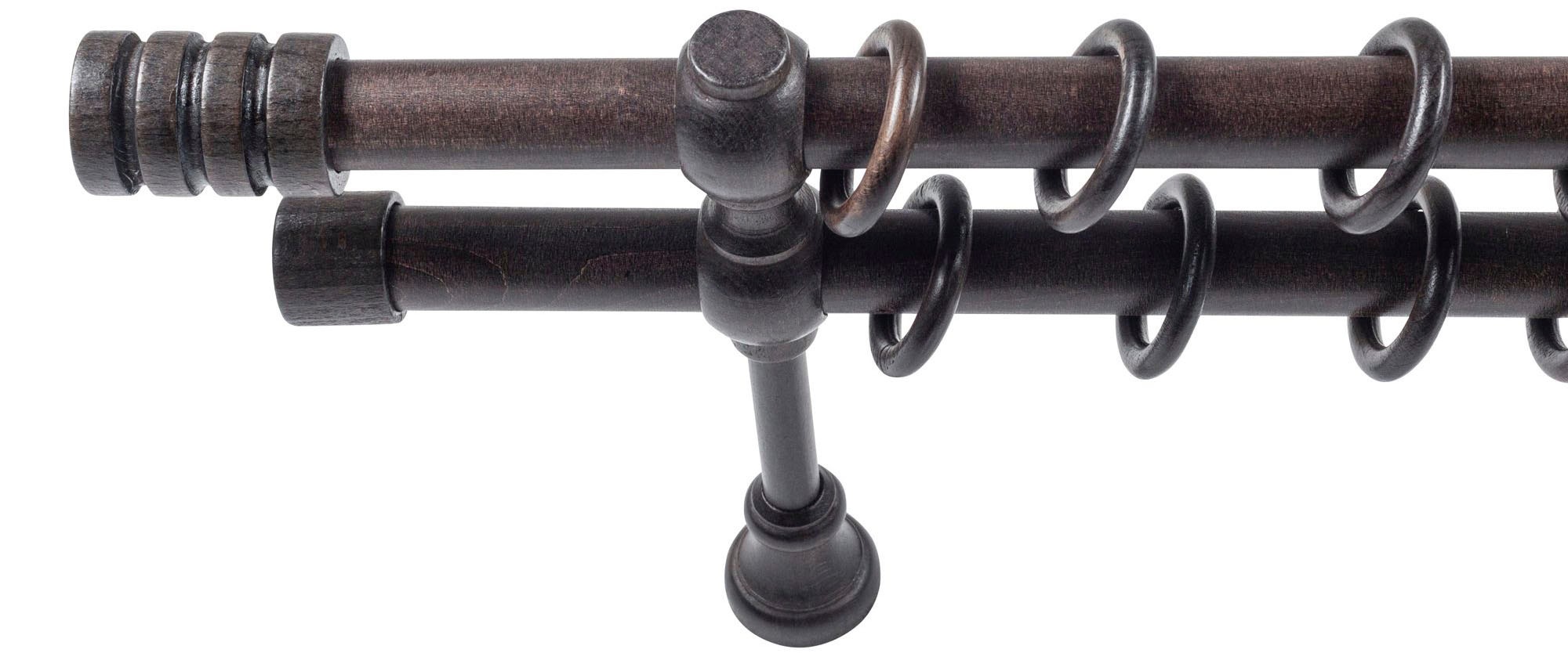 SN DECO GROUP Gardinenstange »Pisa« 2 läufig-läufig Fixmaß 28 mm, Holz, verschiedene Längen und Farben, Komplettset