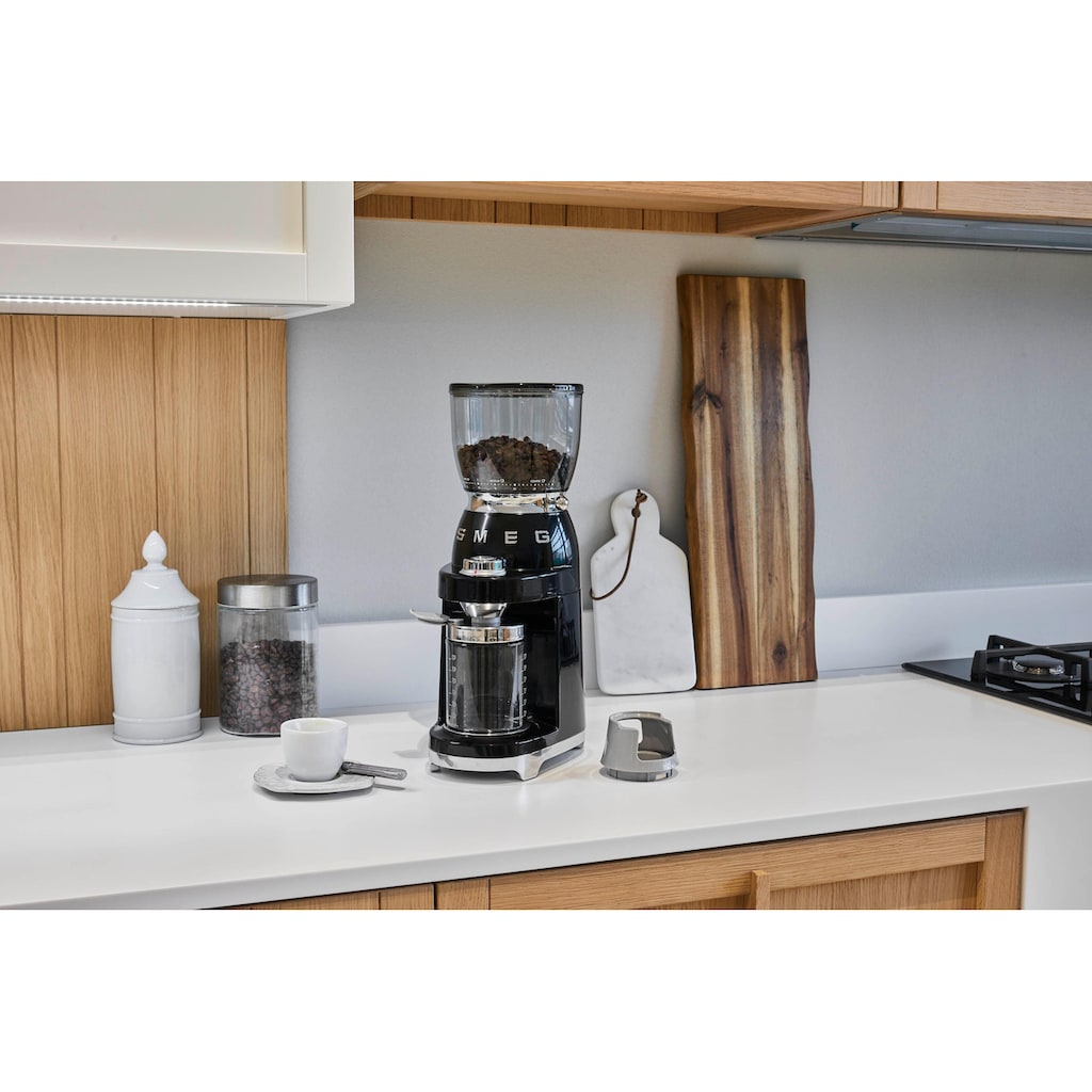 Smeg Kaffeemühle »CGF01BLEU Schwarz«, 150 W, Kegelmahlwerk, 350 g Bohnenbehälter