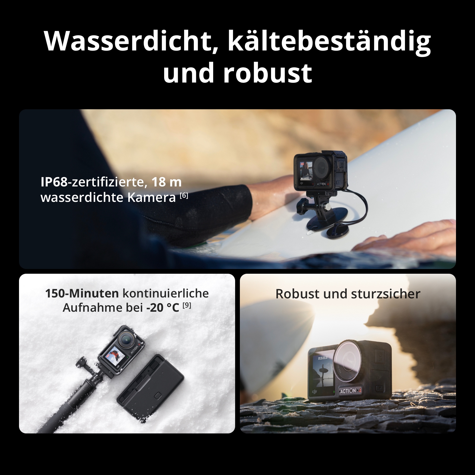 DJI Camcorder »Osmo Action 4 Standard Combo« 4K Ultra HD Bluetooth