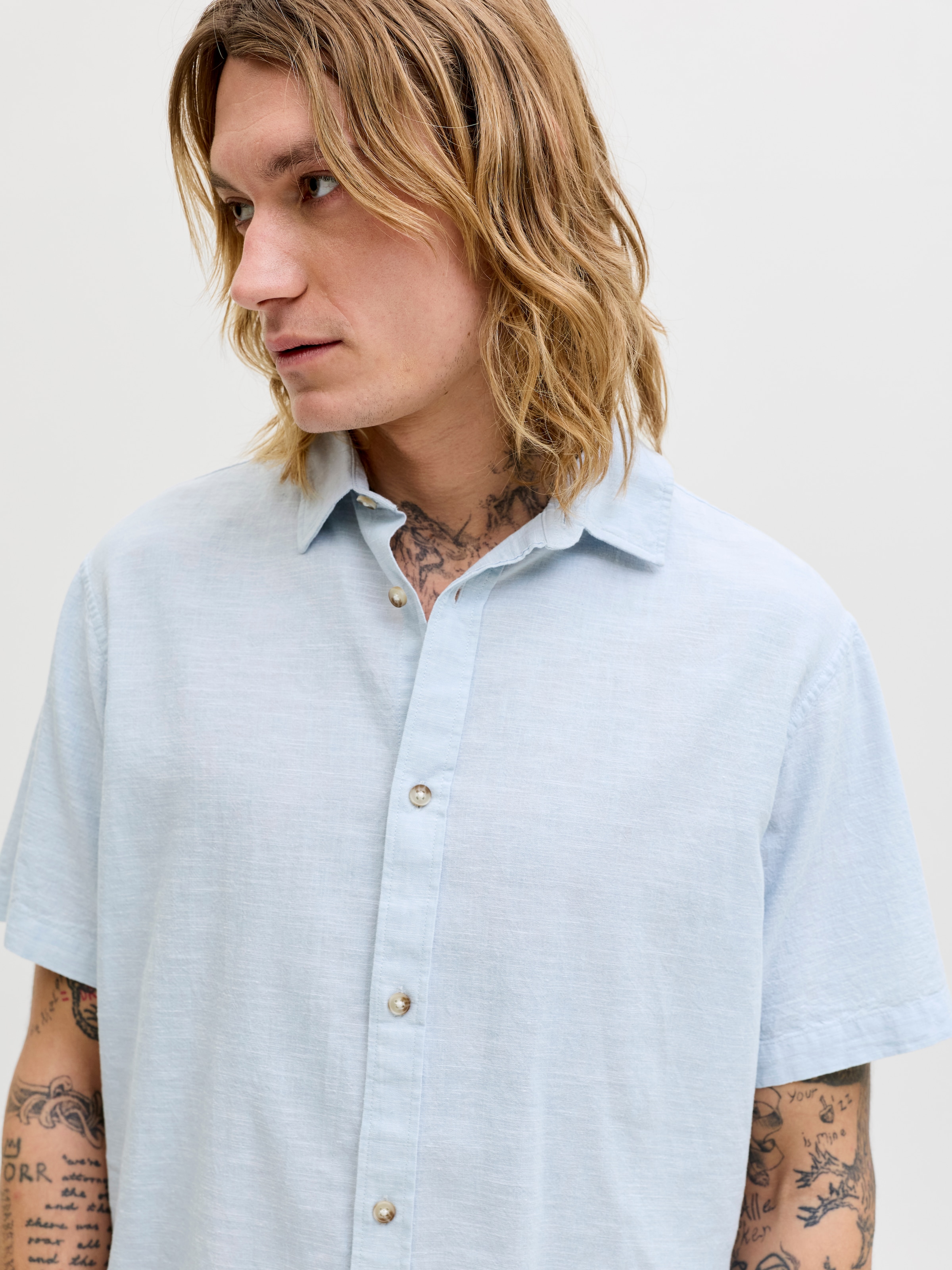 Jack & Jones Kurzarmhemd »JJESUMMER LINEN BLEND SHIRT S/S SN« Baumwolle mit Leinen, regular fit