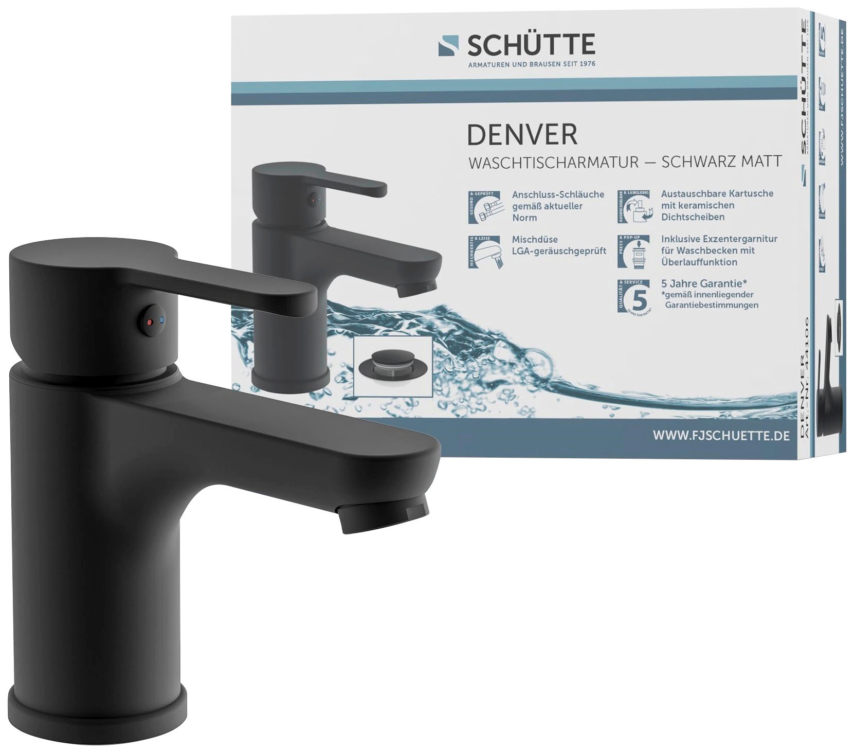 Schütte Badarmatur »3-teilige Serie DENVER« Set,  geräuscharm, Marken-Mischdüse