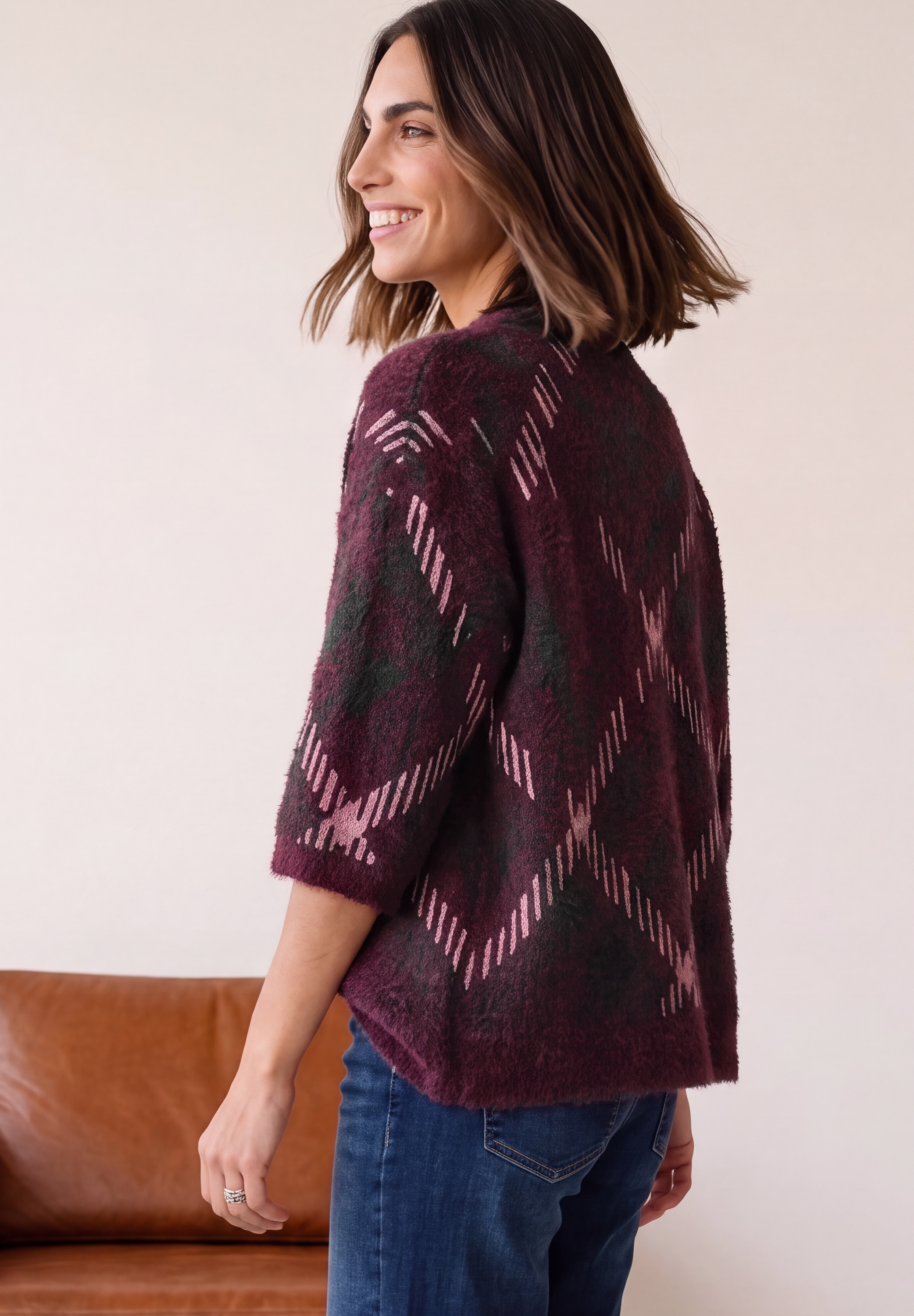 STREET ONE Jacquardpullover 3/4-Arm-Pullover mit Rundhals und Muster