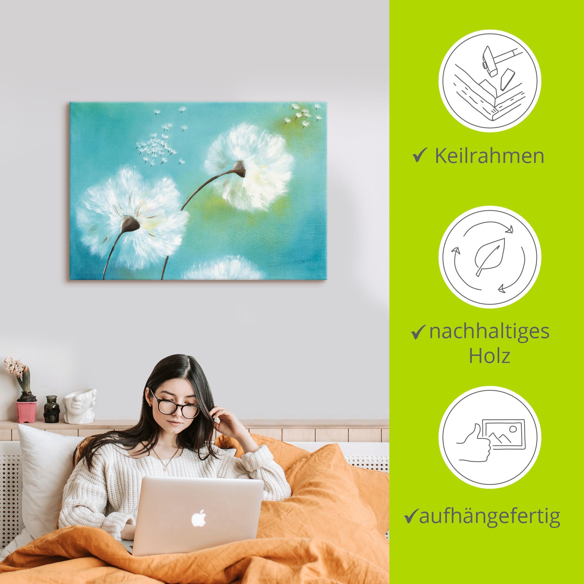 Artland Leinwandbild »Pusteblumen« Blumen 1 Stk. tlg. auf Holzrahmen gespannt