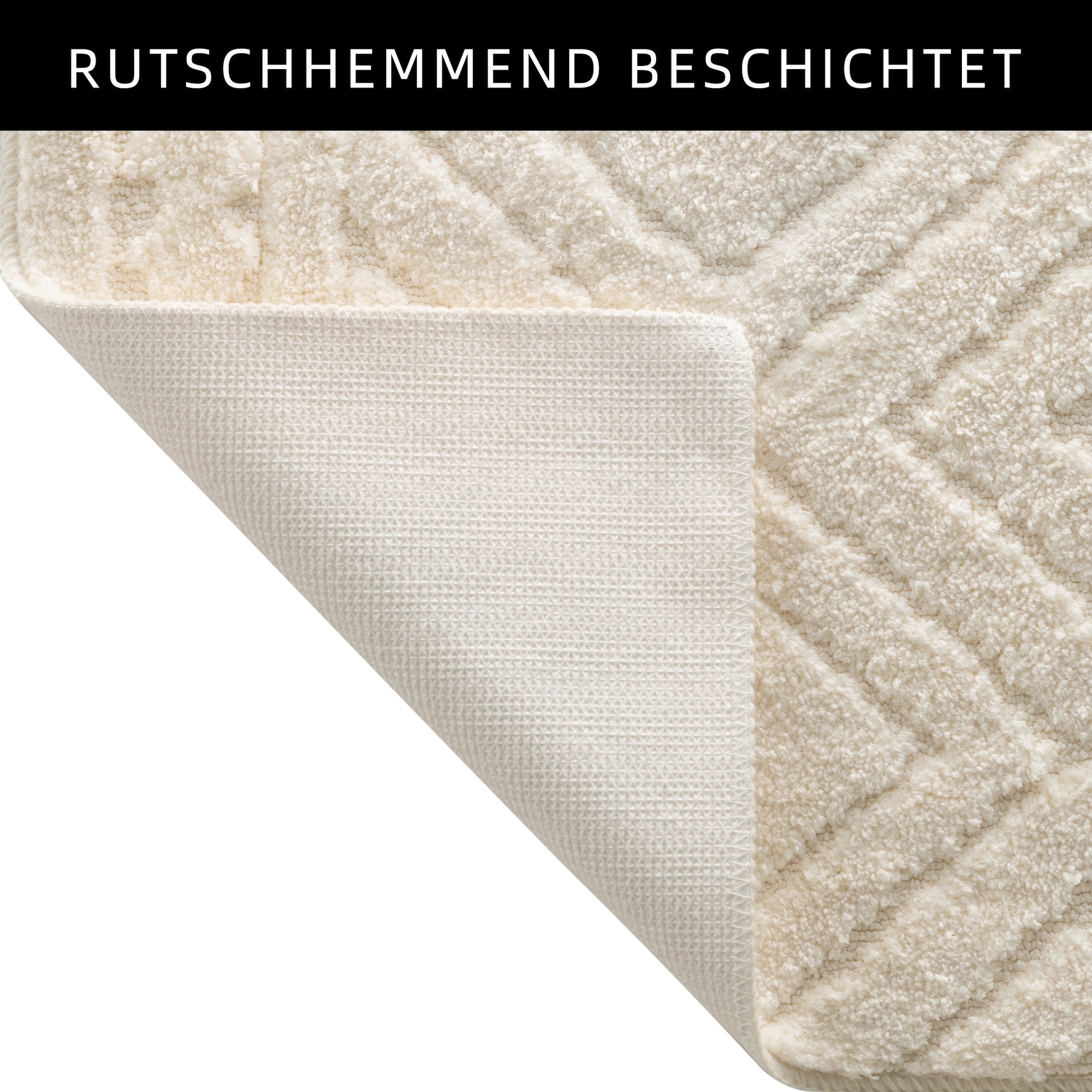 my home Badematte »Louvres, Badvorleger, Badezimmer Teppich, Duschvorleger« Höhe 10 mm rutschhemmend beschichtet schnell trocknend Badteppich, Uni Farben, Hoch-Tief Effekt, Boho-Style