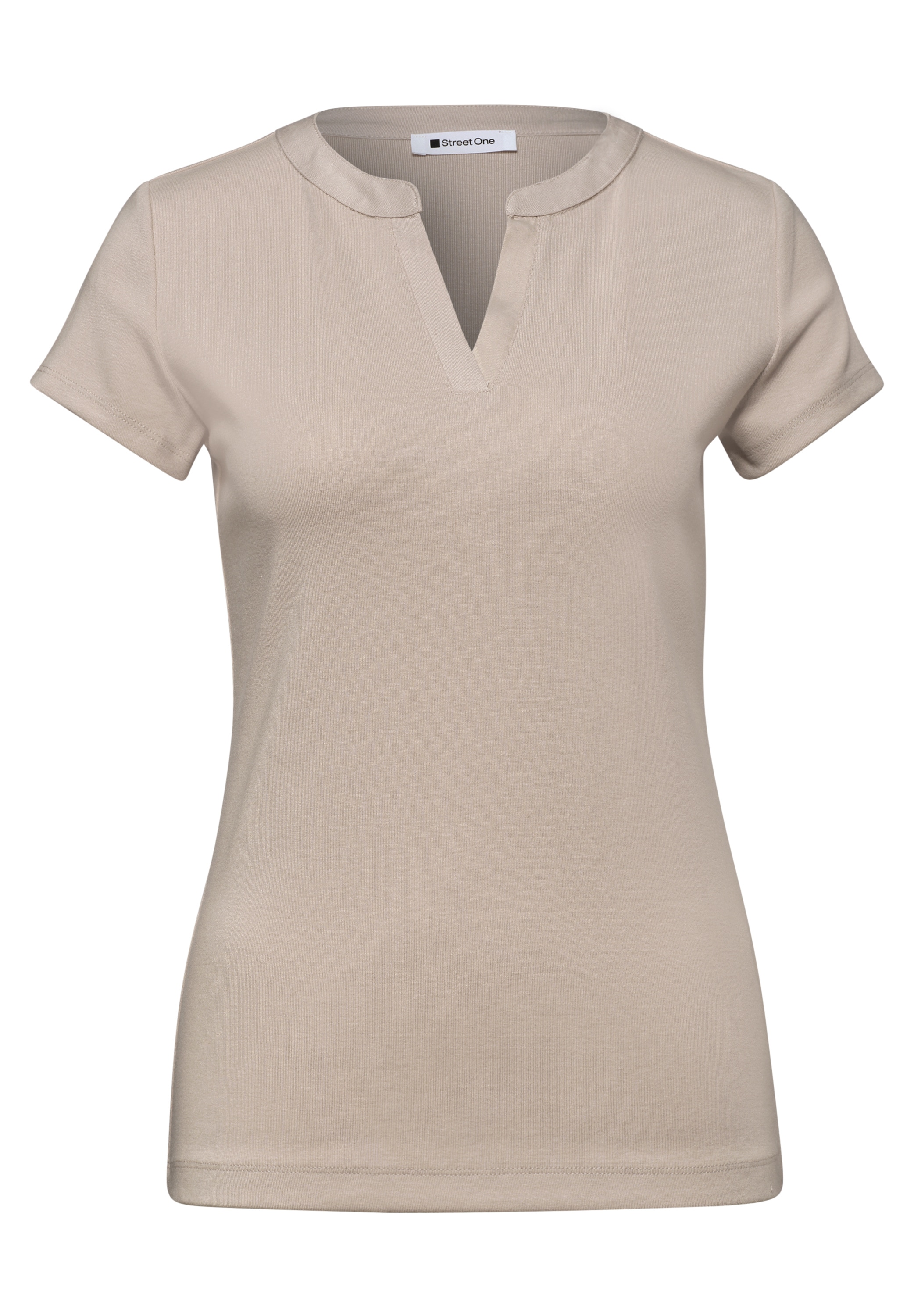 STREET ONE Kurzarmshirt Sommershirt mit Satindetails