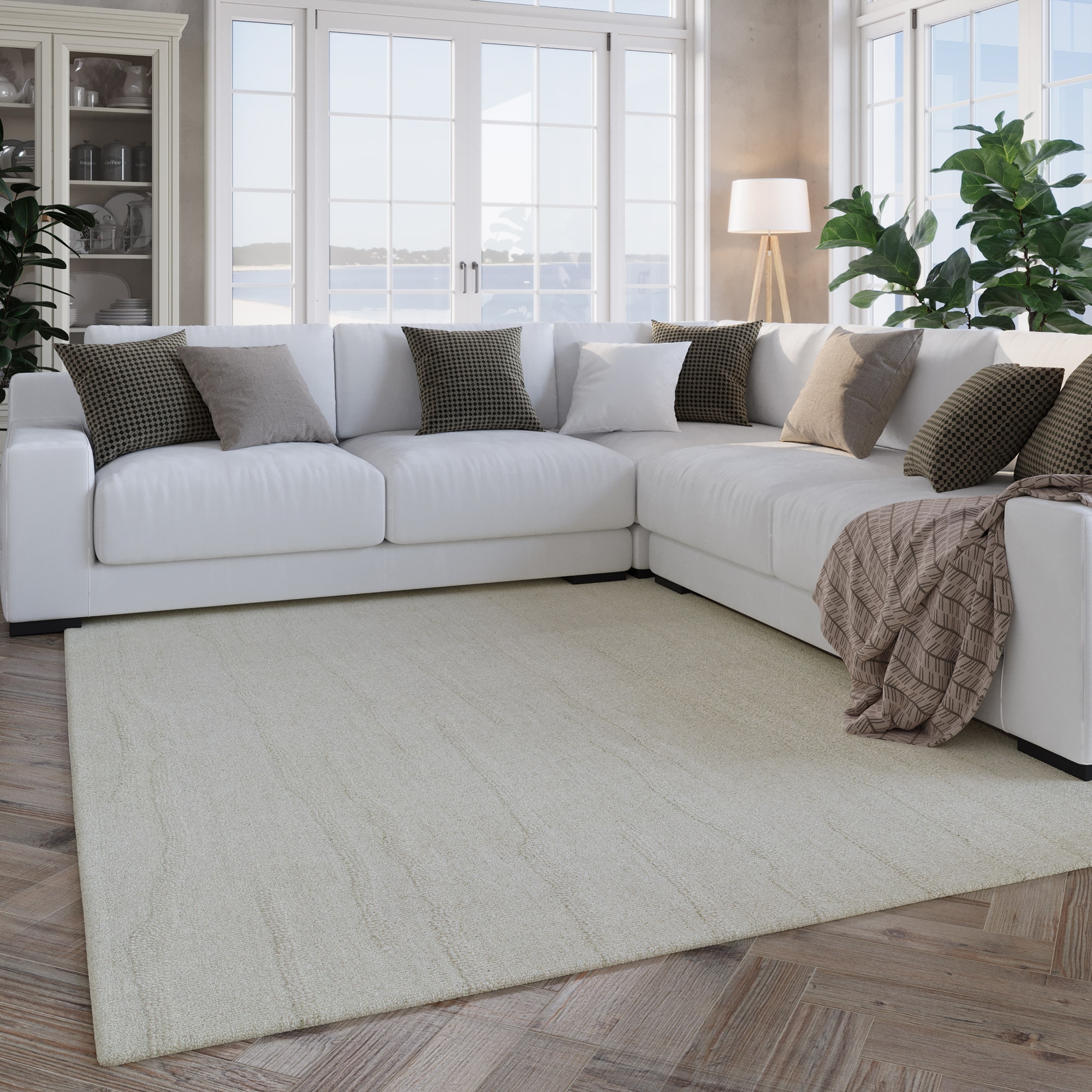 Wecon home Wollteppich »Hamptons TWENTY«, rechteckig, 15 mm Höhe, Läufer, Schurwolle, Kurzflor, Wohn- & Schlafzimmer, elegant, Streifen
