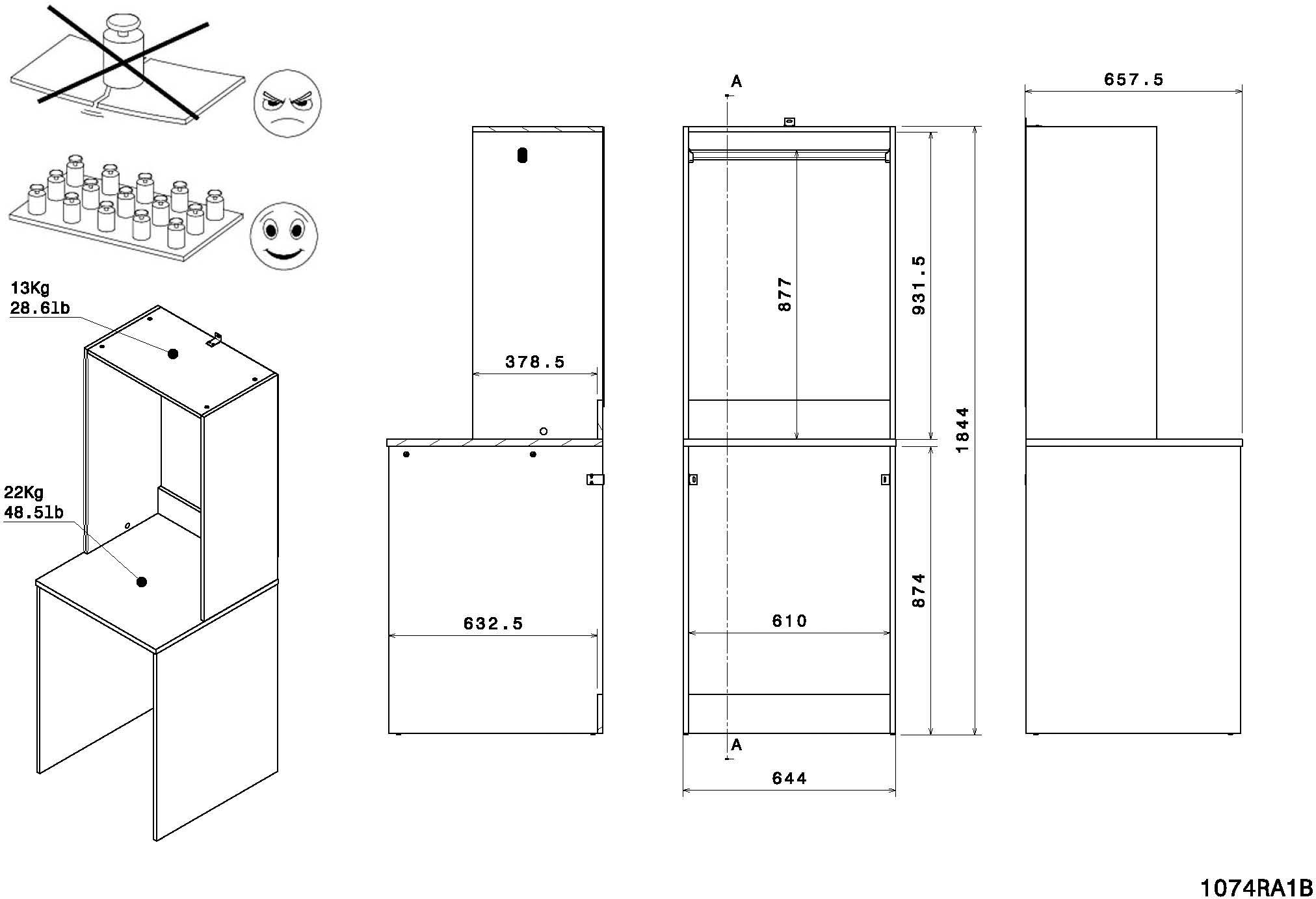 Parisot Mehrzweckschrank-Set »Laundry 2« Set, 3-teilig, 5 Stk. tlg.