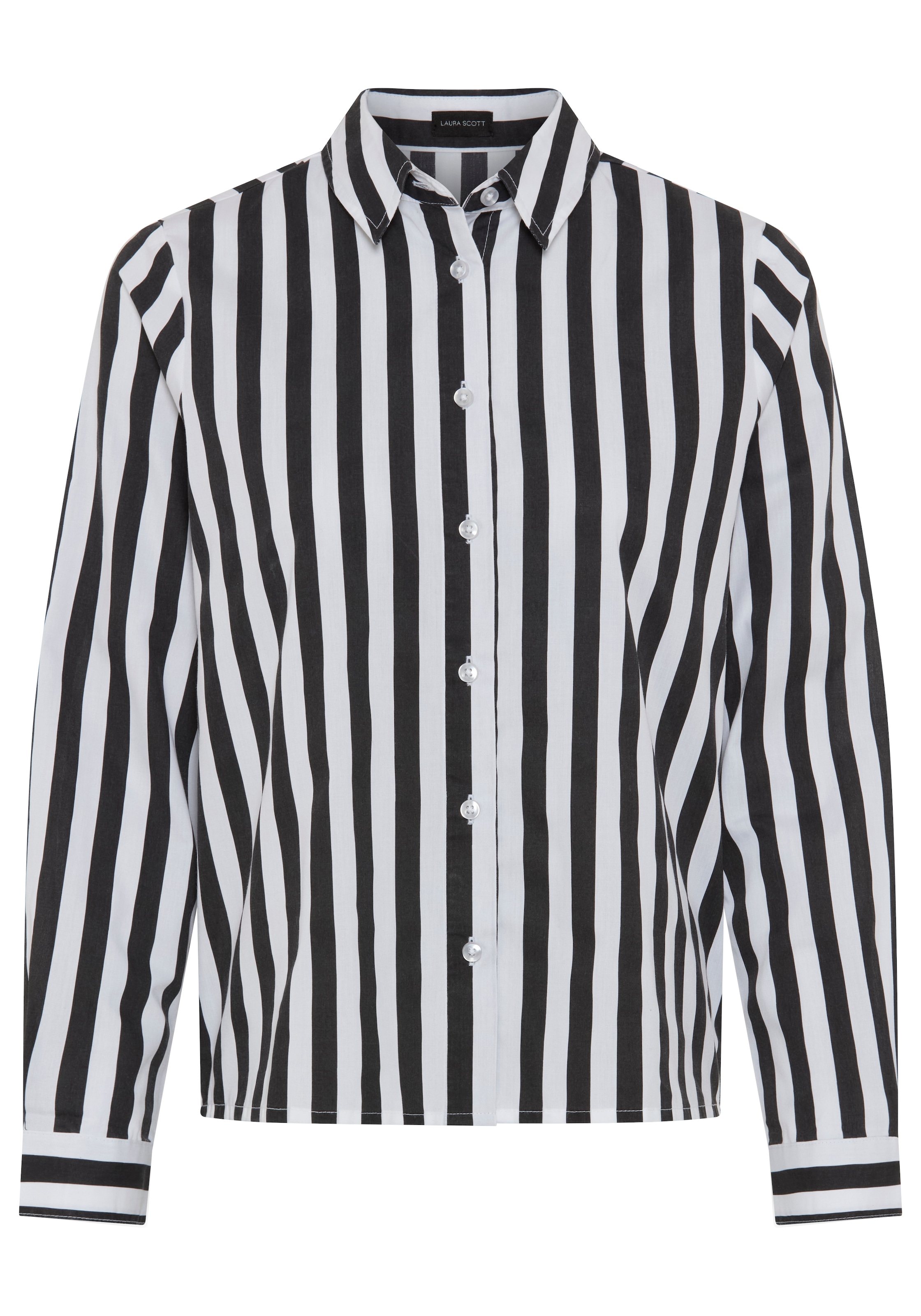 Laura Scott Klassische Bluse figurumspielende Passform, mit 1-Knopf-Manschette, gestreifte Optik