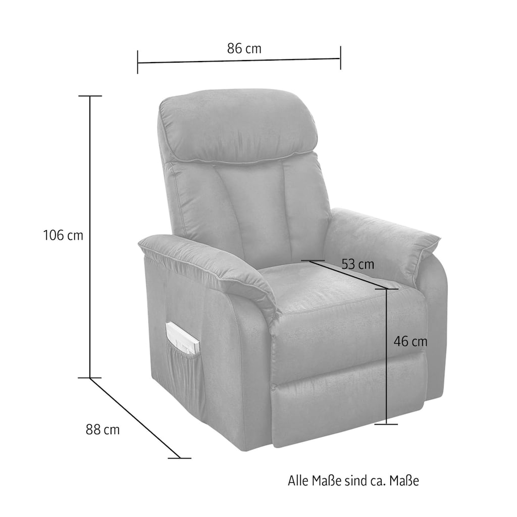 Jockenhöfer Gruppe TV-Sessel »Dorsten«, mit Liegefunktion durch Körperdruckverstellung, TFK und Nosagfederung