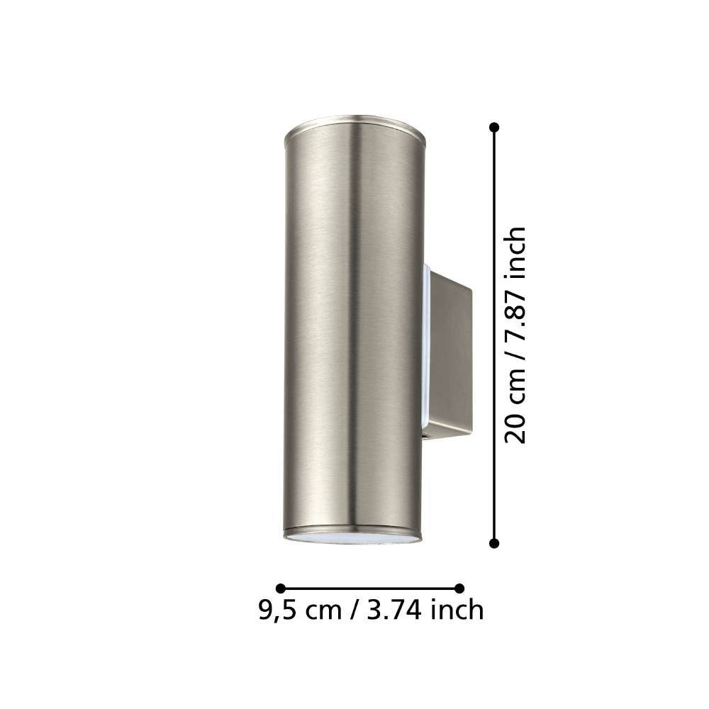 EGLO LED Außen-Wandleuchte »Riga Wandleuchte, Außenbeleuchtung, LED, Stahl in silber, IP44«, 2 flammig, Leuchtmittel GU10 | LED wechselbar, Eckmontage möglich, Up- und Down Light, Garten, Terrasse, 20x9,5x6,5cm