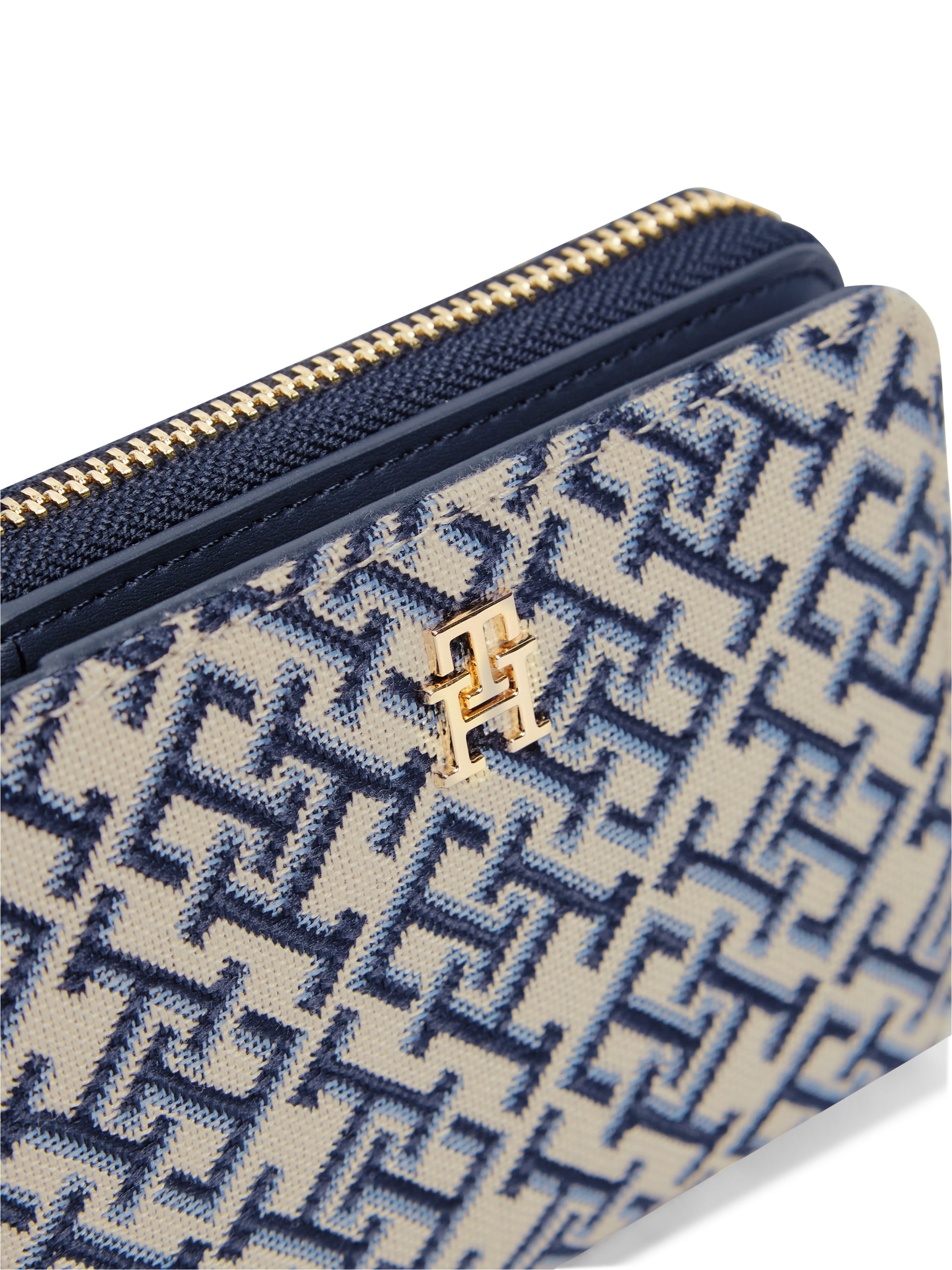 Tommy Hilfiger Geldbörse »TH ICON MED ZA W/ FLAP JACQUARD« Damen Geldbeutel, Portemonnaie mit TH-Schmuckelement