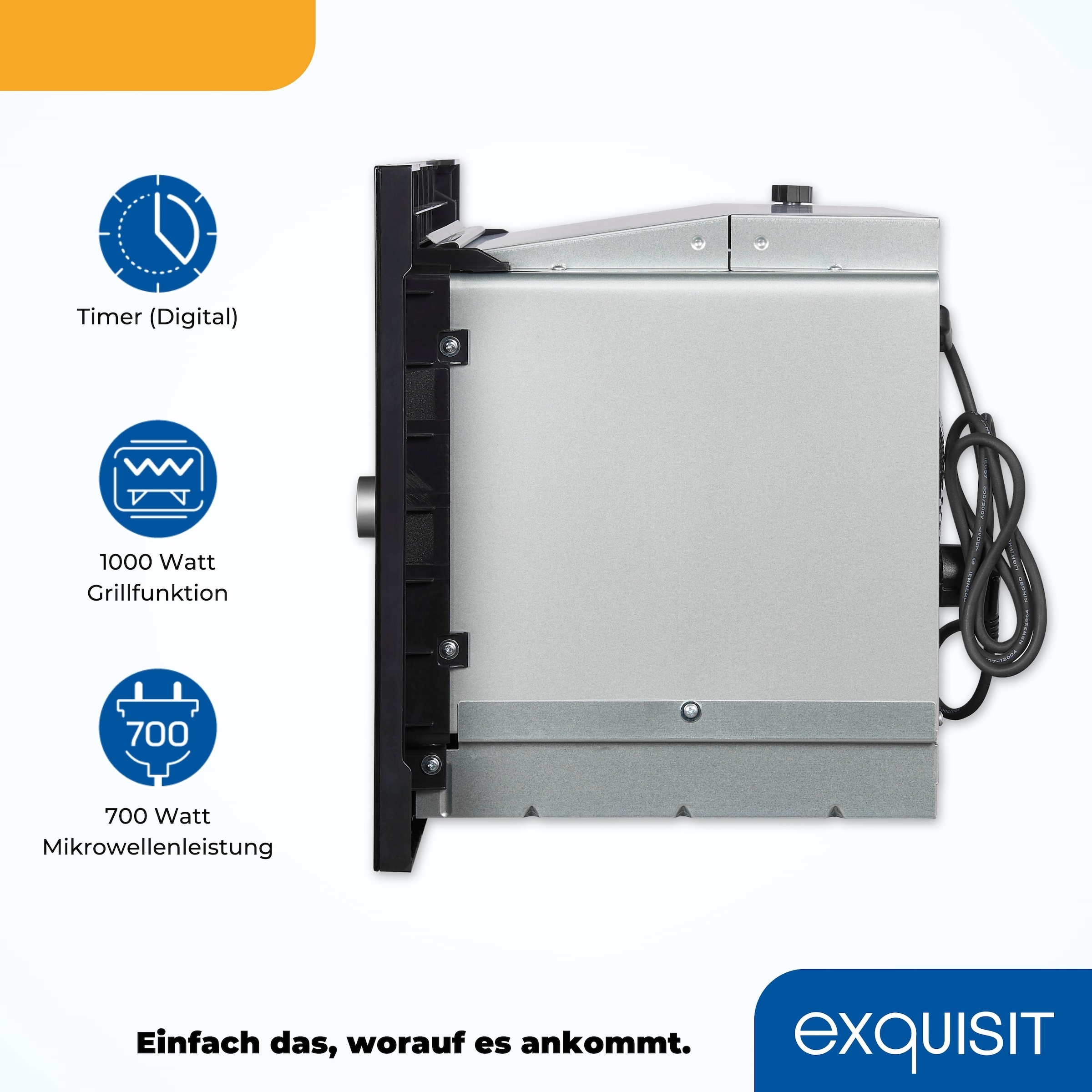 exquisit Einbau-Mikrowelle »EMW 1770-G-D-030 schwarz« 1050 W 30 Sekunden maximale Leistung durch Schnellkoch-Funktion